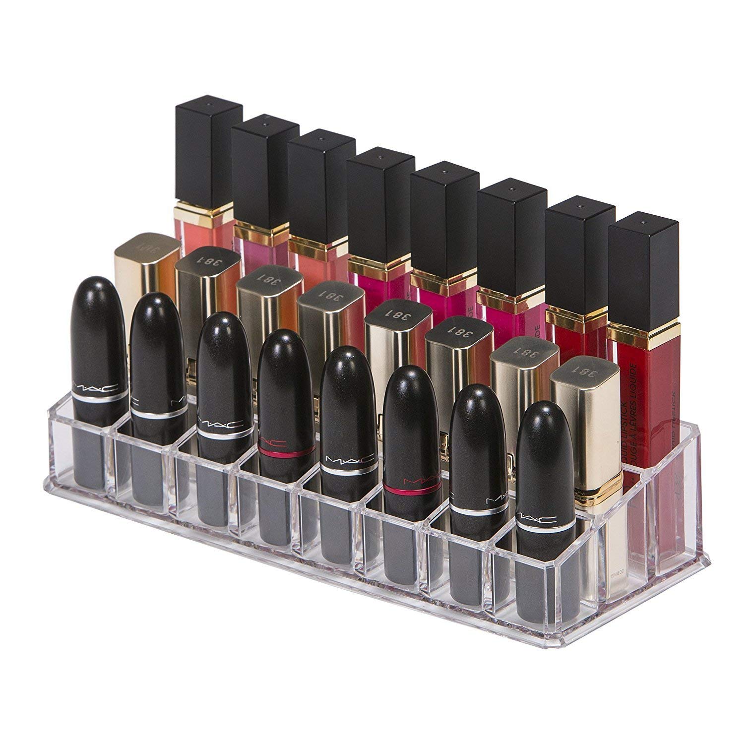 INOVERA 24-Slot Clear Makeup Organizer - Lipstick Storage Case for Cosmetics, Travel & Vanity (Pack of 1) | Perfect for Home, Salon & On-the-Go Beauty Organization