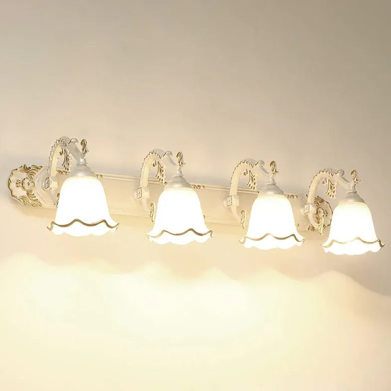 French Carving Glass Bathroom Wall Lights - Elegant Vanity Sconce for Modern Bathroom Decor | Perfect for Powder Room, Spa, and Master Bath Lighting