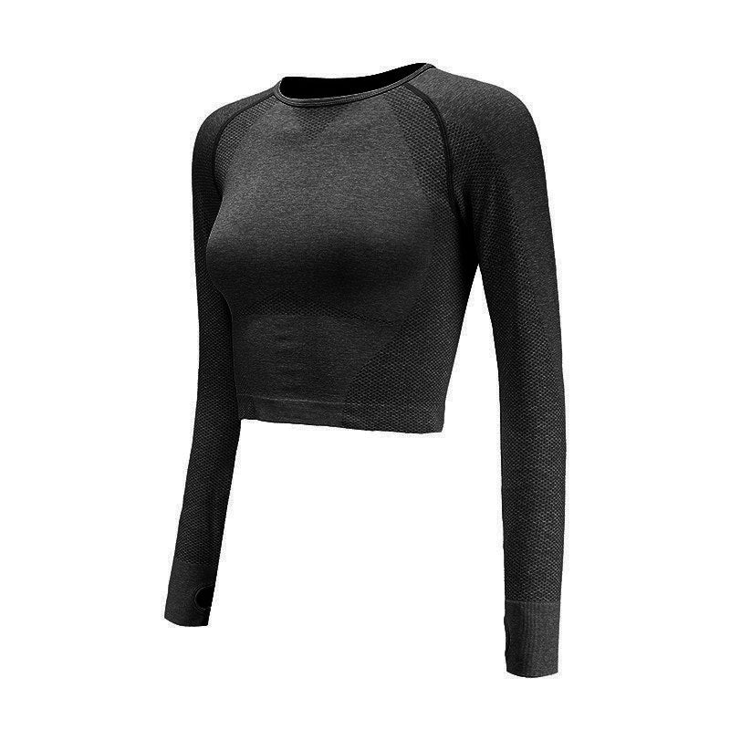 Seamless Yoga Shirts for Women - Vital Seamless Long Sleeve Crop Top with Thumb Holes - Fitted Gym & Workout Shirt - Perfect for Yoga, Running & Fitness Training