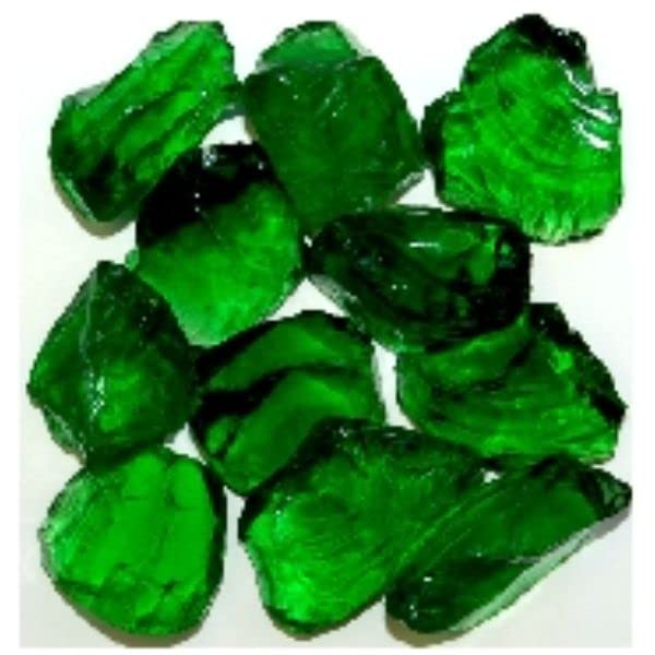 LGREENZM-50 Recycled Chunky Green Glass - Medium Size 0.5-1 Inch - 50 lbs Bulk - Perfect for Mosaic Art, Landscaping & DIY Home Decor Projects