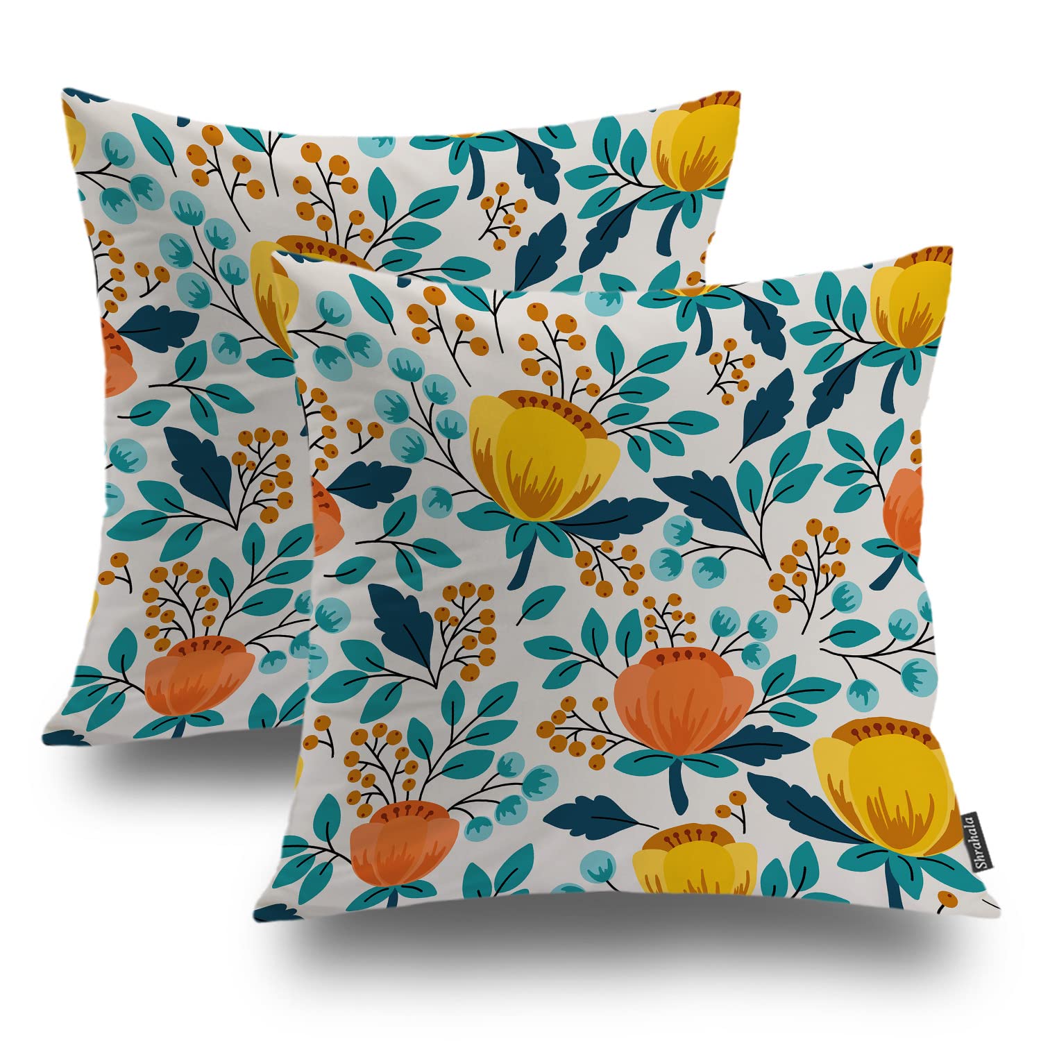 Shrahala Modern Fun Pattern Pillow Covers - Elegant Seamless Design Decorative Throw Pillowcases 18x18 Inch (45x45cm) Set of 2 for Sofa, Bed, Living Room & Home Decor