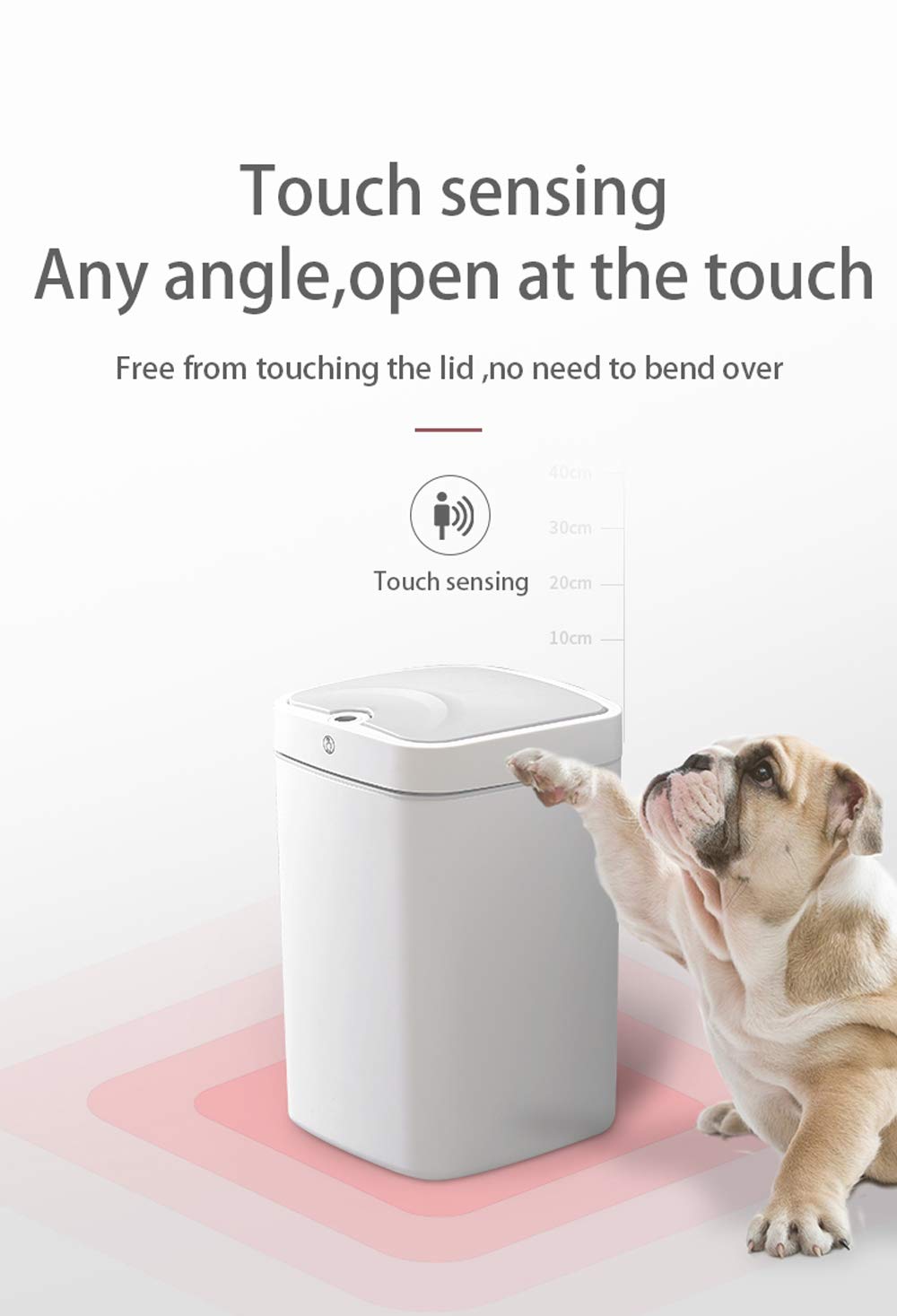 Automatic Sensor Trash Can - 4.7 Gallon Touchless Metal Garbage Bin with Pearl White Finish for Office, Bathroom & Kitchen - Hands-Free Waste Disposal Solution