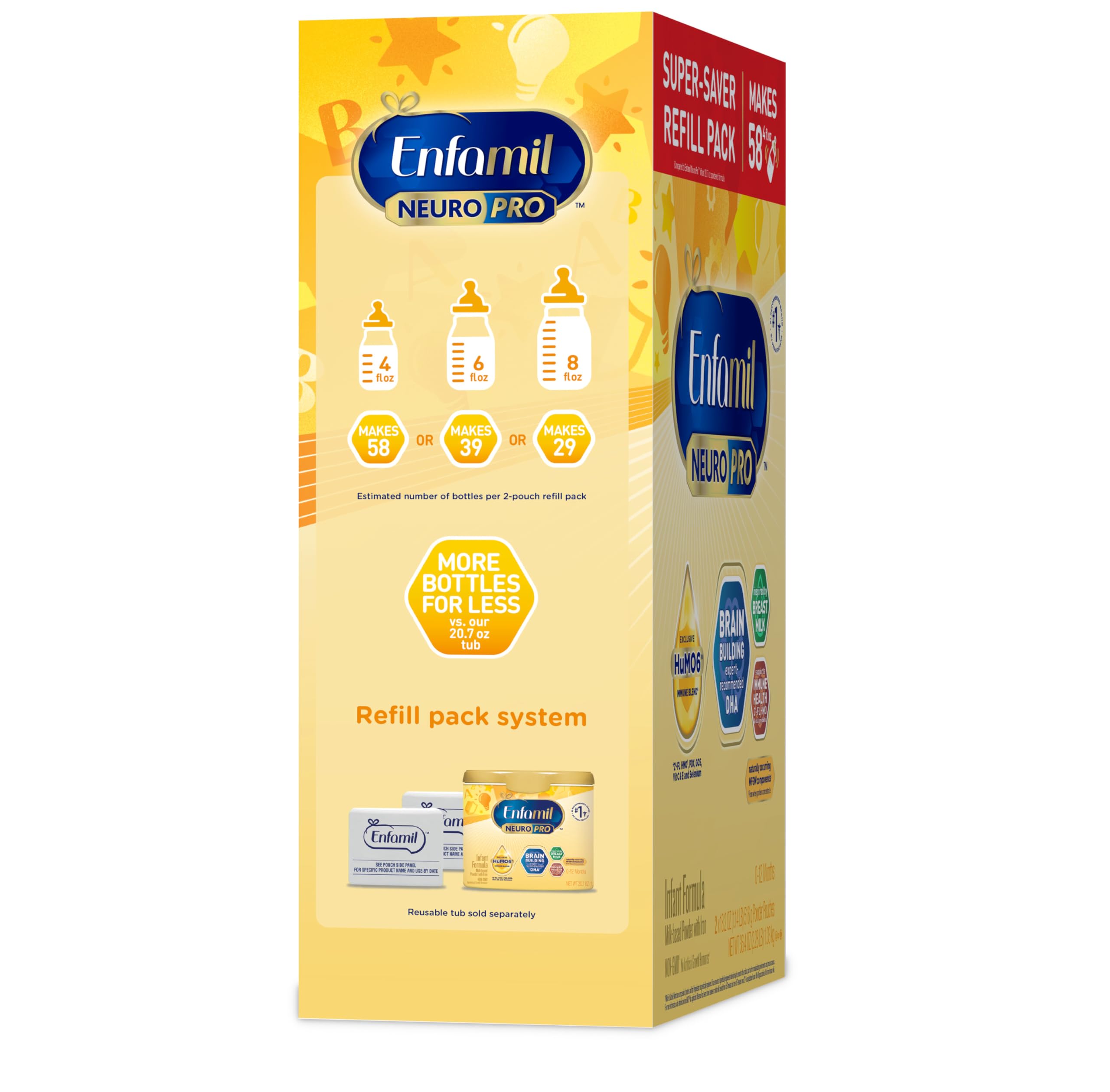 Enfamil NeuroPro Baby Formula Powder - Expert-Recommended Infant Milk with DHA & HuMO6 for Brain Development & Immune Support - 36.4 Oz (Pack of 4) - Ideal for Newborns to Toddlers, Perfect for Daycare & Travel Feeding