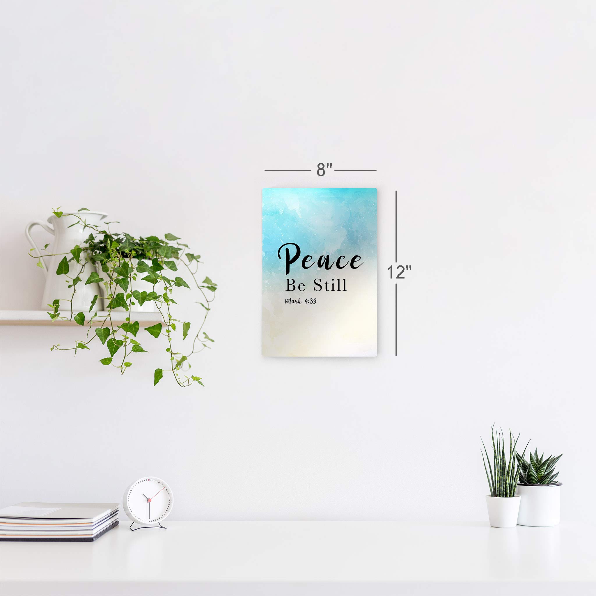 Smile Art Design Peace Be Still Mark 4:39 Scripture Wall Art - Metal Print Bible Verse Christian Home Decor - Religious Inspirational Gift for Housewarming, Baptism, Wedding - Ready to Hang 40x30 Inches - Made in USA