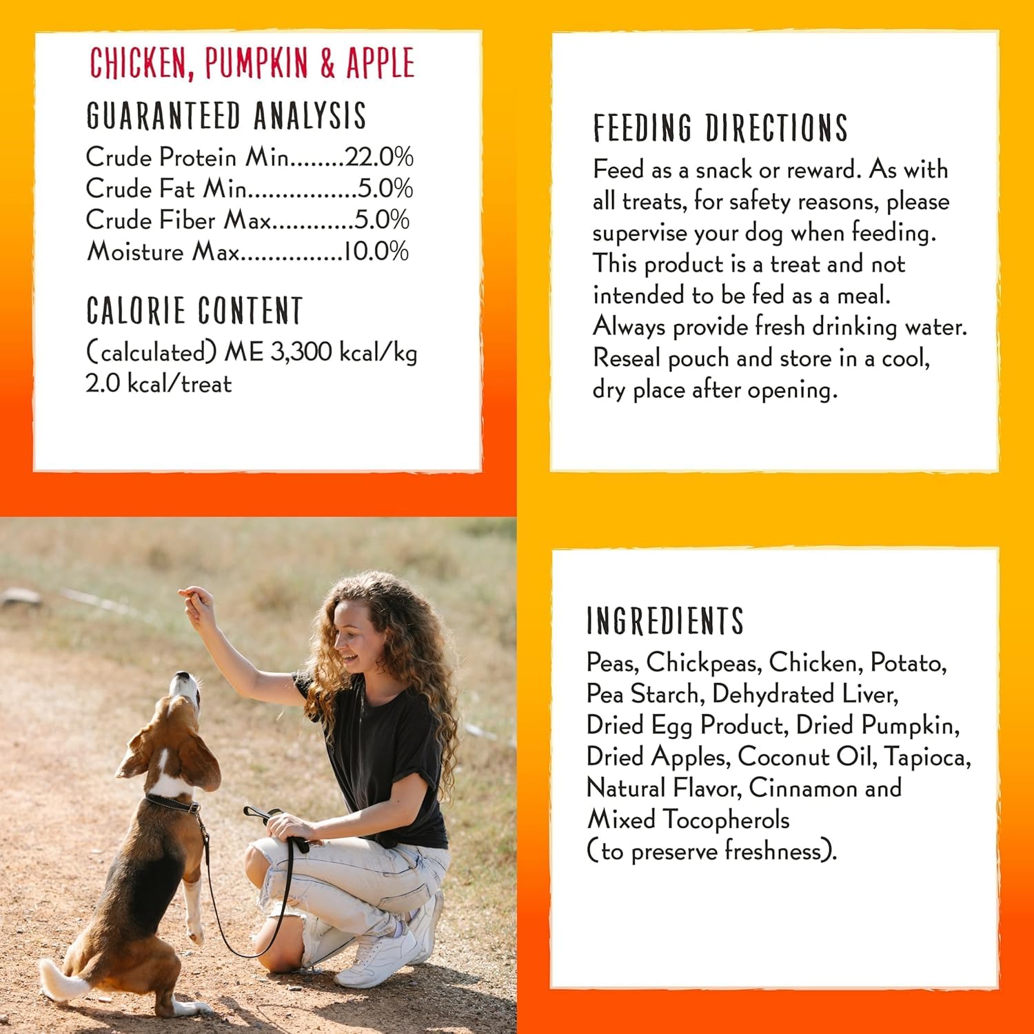 Charlee Bear Natural Dog Training Treats - Grain Free, Low Calorie Crunchy Snacks for Small, Medium & Large Dogs - Made in USA with Chicken, Pumpkin & Apple - 2 Pack (8oz Each) - Perfect for Obedience Training & Positive Reinforcement