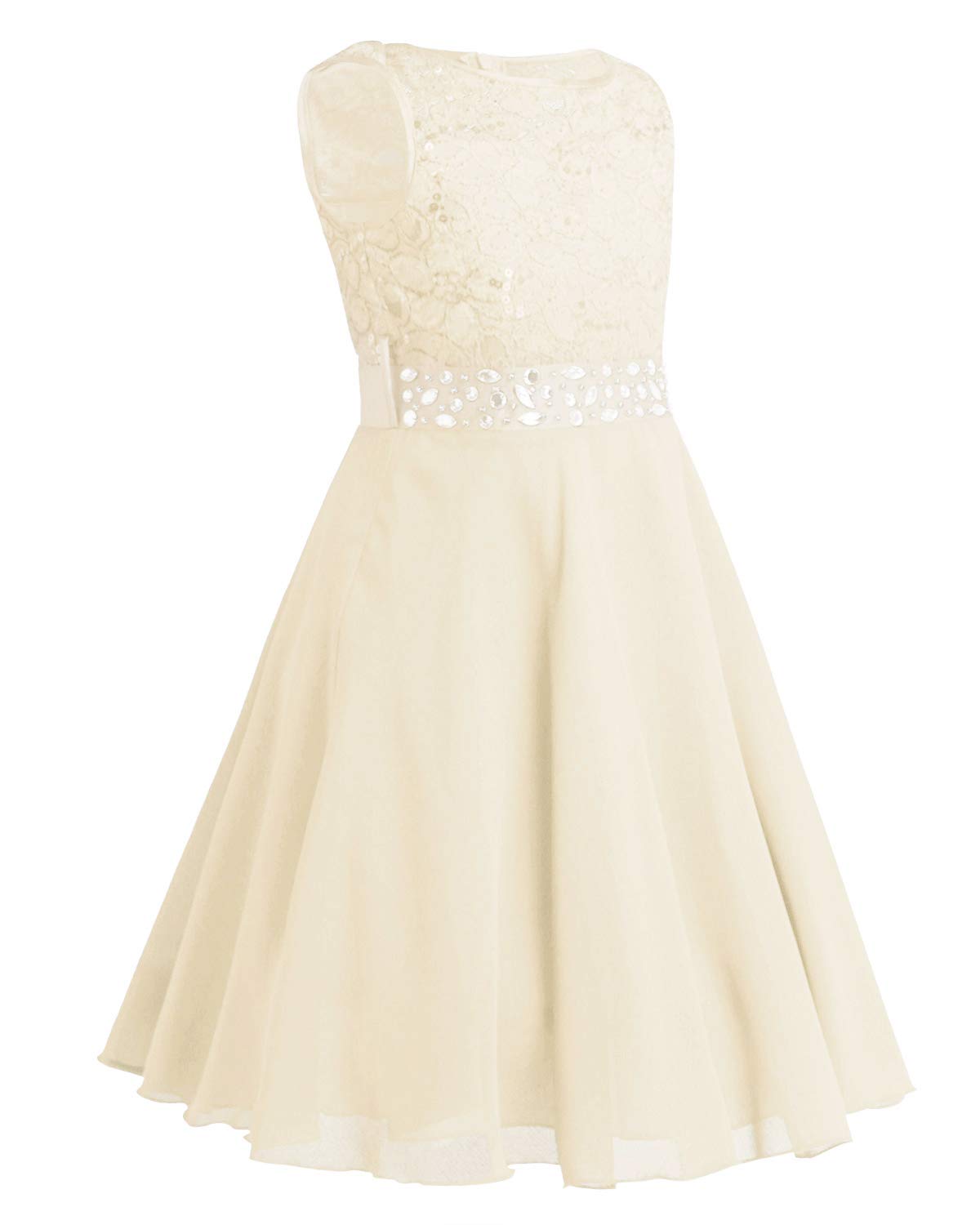 Flower Girl Dress for Kids - Floral Lace Princess Bridesmaid Gown, Sleeveless Maxi Party Dress for Weddings, Birthday & Special Occasions