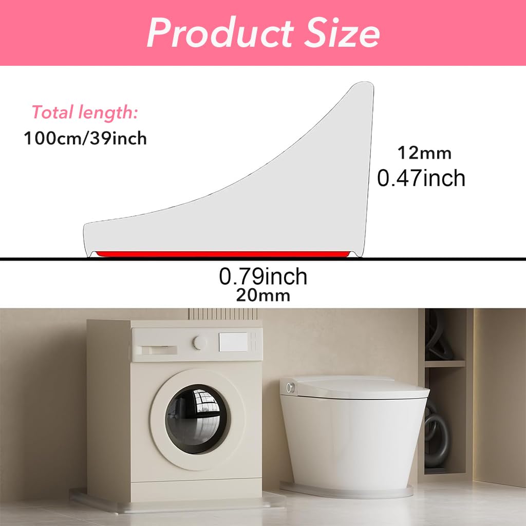 HASTHIP® 39 Inch Flexible Self-Adhesive Silicone Shower Threshold Water Dam - Splash Guard for Kitchen Countertop, Sink, Cooktop & Bathroom Tub - Prevent Water Leaks & Spills (Perfect for Wet Areas & Floor Protection)