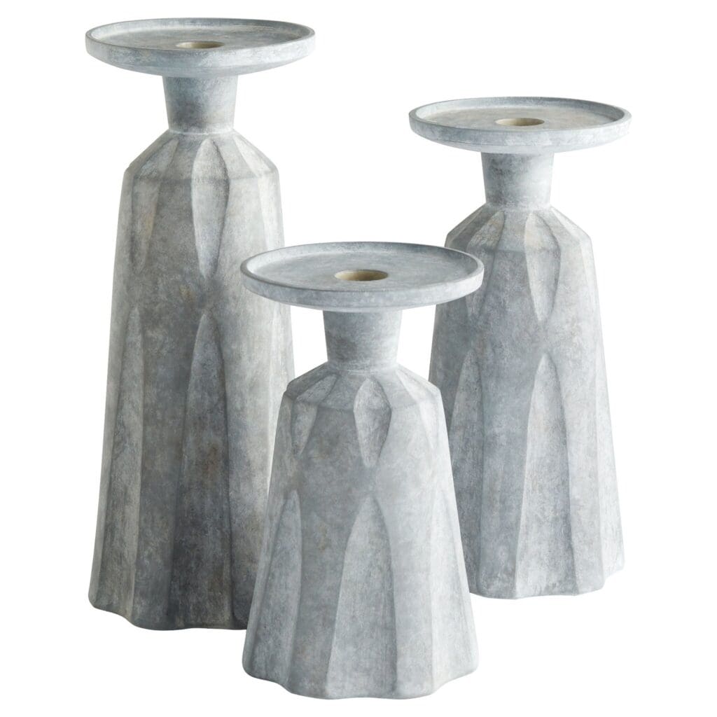 Cyan Design 11564 Attalus Large Grey Candle Holder - Elegant Home Decor for Dining Table, Wedding Centerpiece & Fireplace Mantel