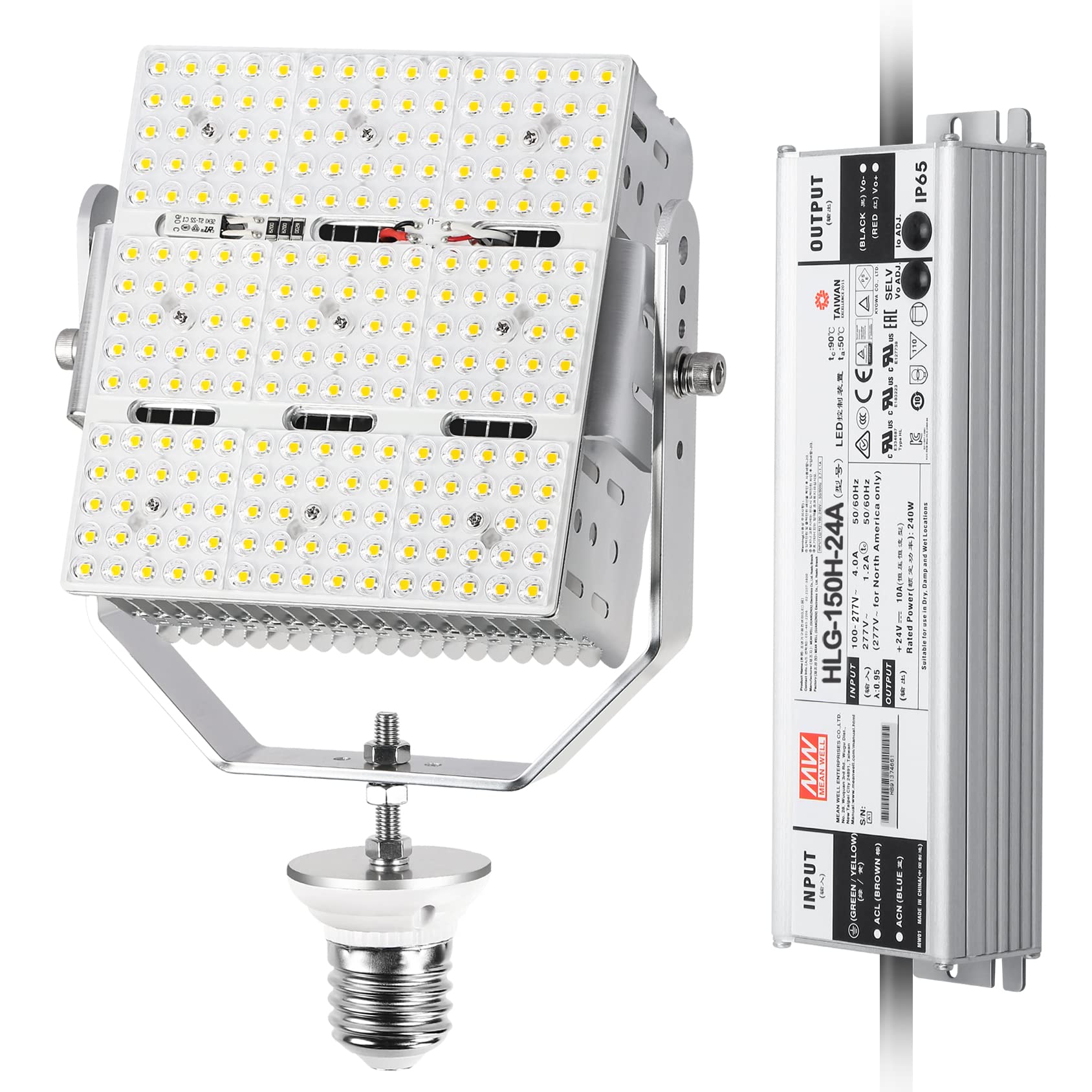 BBESTLED 150W LED Shoebox Retrofit Kit - 5000K Daylight White - 21000LM High Brightness - E39 Base - 100-277V Wide Voltage - DLC & ETL Certified - Ideal for Outdoor Street Lighting, Parking Lots, and Commercial Areas - Energy Efficient LED Pole Light Replacement