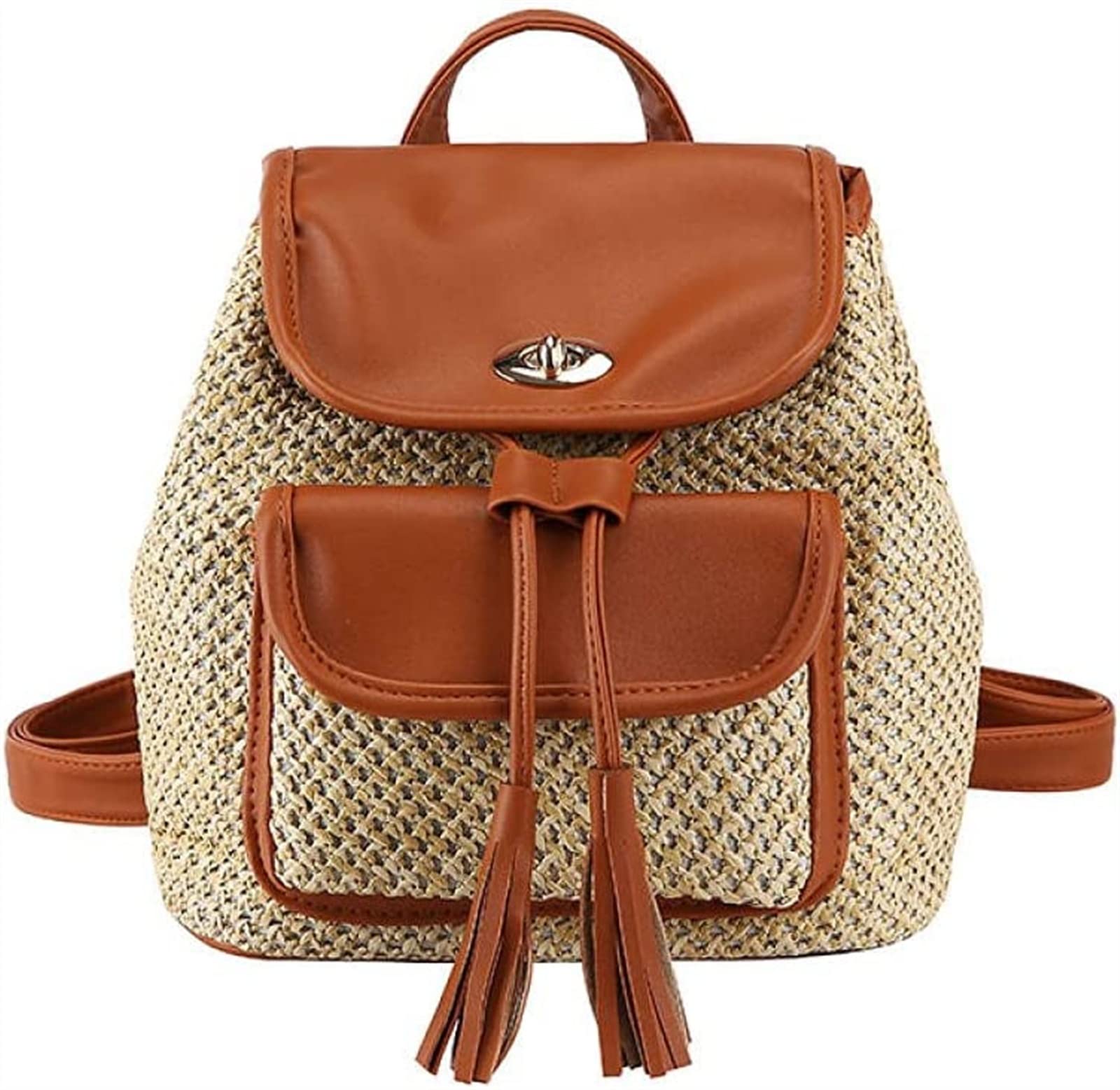 Women's Woven Straw Crossbody Bag with Zipper Closure - Summer Beach Shoulder Bag for Vacation, Travel & Outdoor Activities