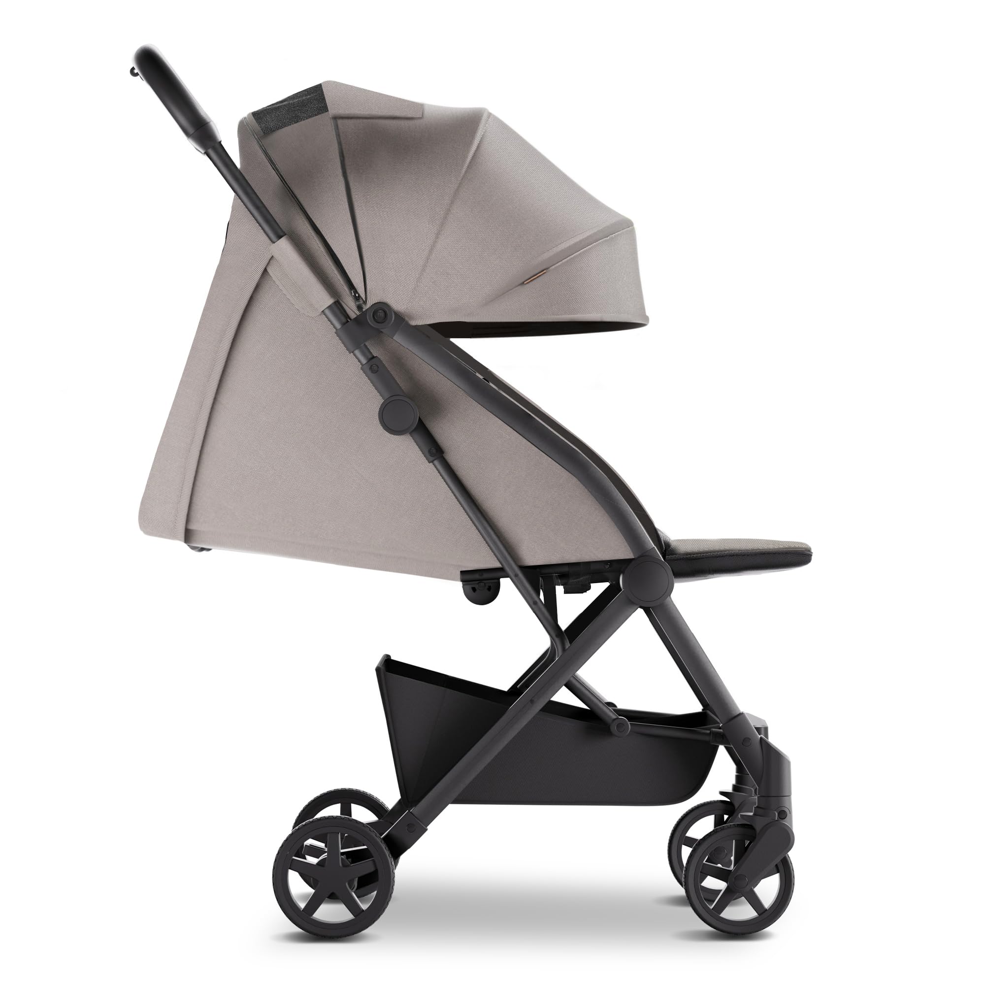 Mompush Lithe V2 Lightweight Compact Travel Stroller with Snack Tray, Cup Holder & Rain Cover - Airplane Approved, One-Hand Fold, Near Flat Recline - Perfect for Air Travel, City Walks & Shopping Trips