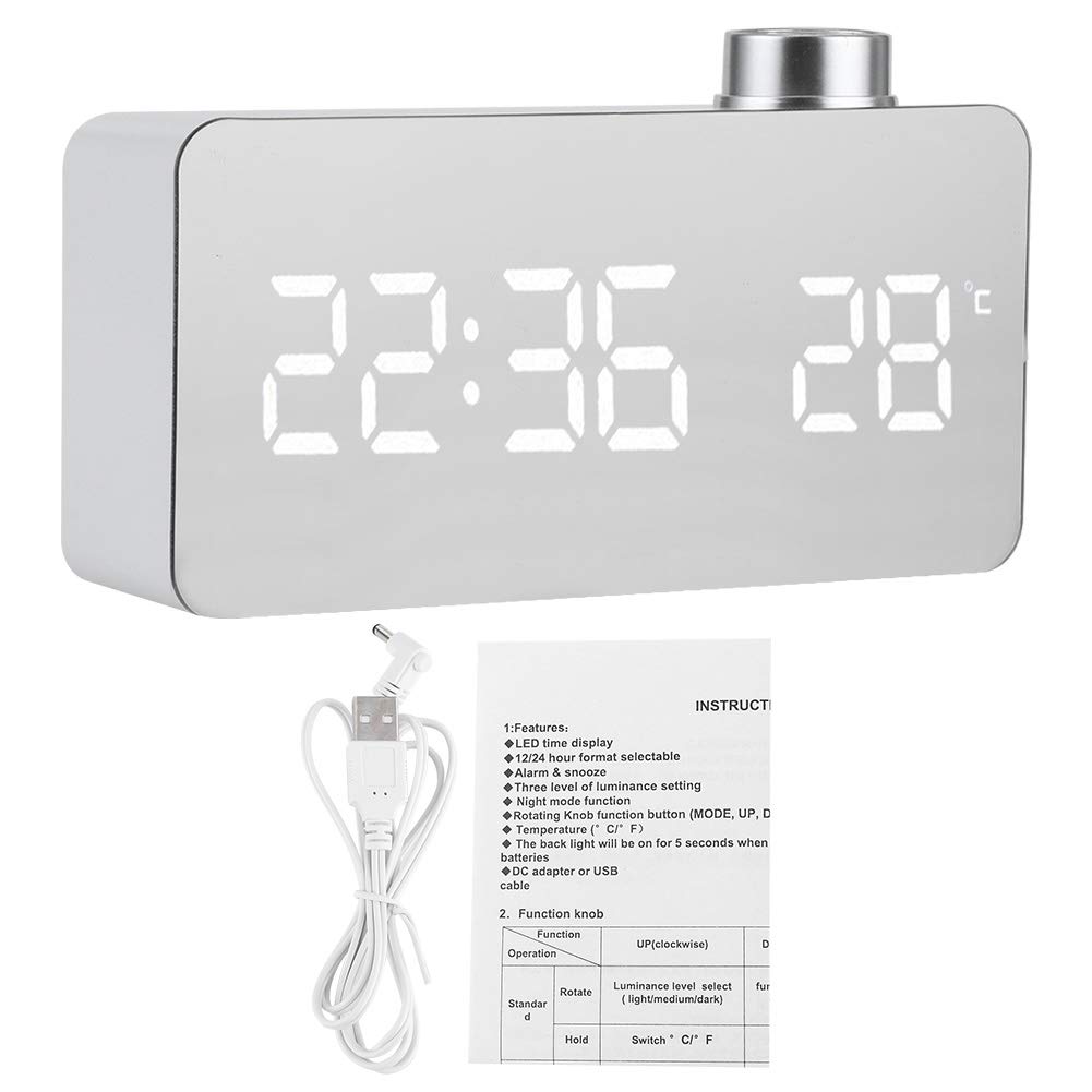 Digital Alarm Clock with USB Port, LED Mirror Display & Temperature Sensor - Stylish Bedside Desk Clock for Home, Office, and Travel Use