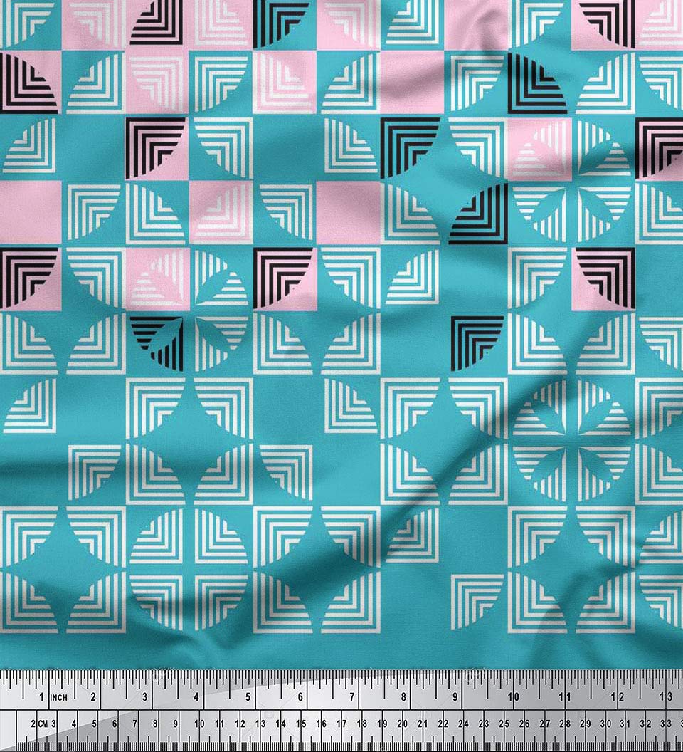 oneOone Viscose Jersey Blush Pink Geometric Panel Dress Fabric - 60 Inch Wide Printed Material by The Yard | Perfect for DIY Dresses, Skirts & Home Decor Projects