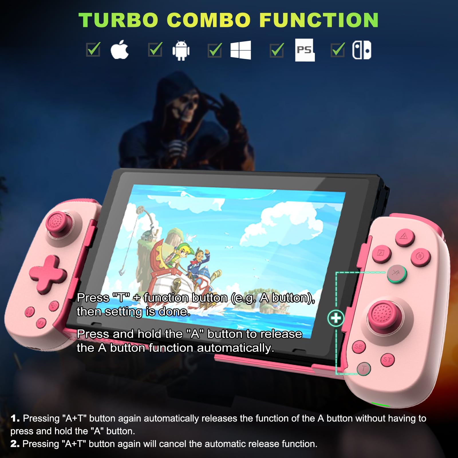 Wireless Bluetooth Game Controller for iPhone, Android, PC, iPad, Tablet, Switch, PS4, PS5 - MFi Certified Gaming Joystick with Turbo, 6-Axis Gyro & Dual Motors - Compatible with PS/Xbox/PC Cloud Gaming & Streaming - Pink - Perfect for Mobile Gaming, Console Gaming & Arcade Games