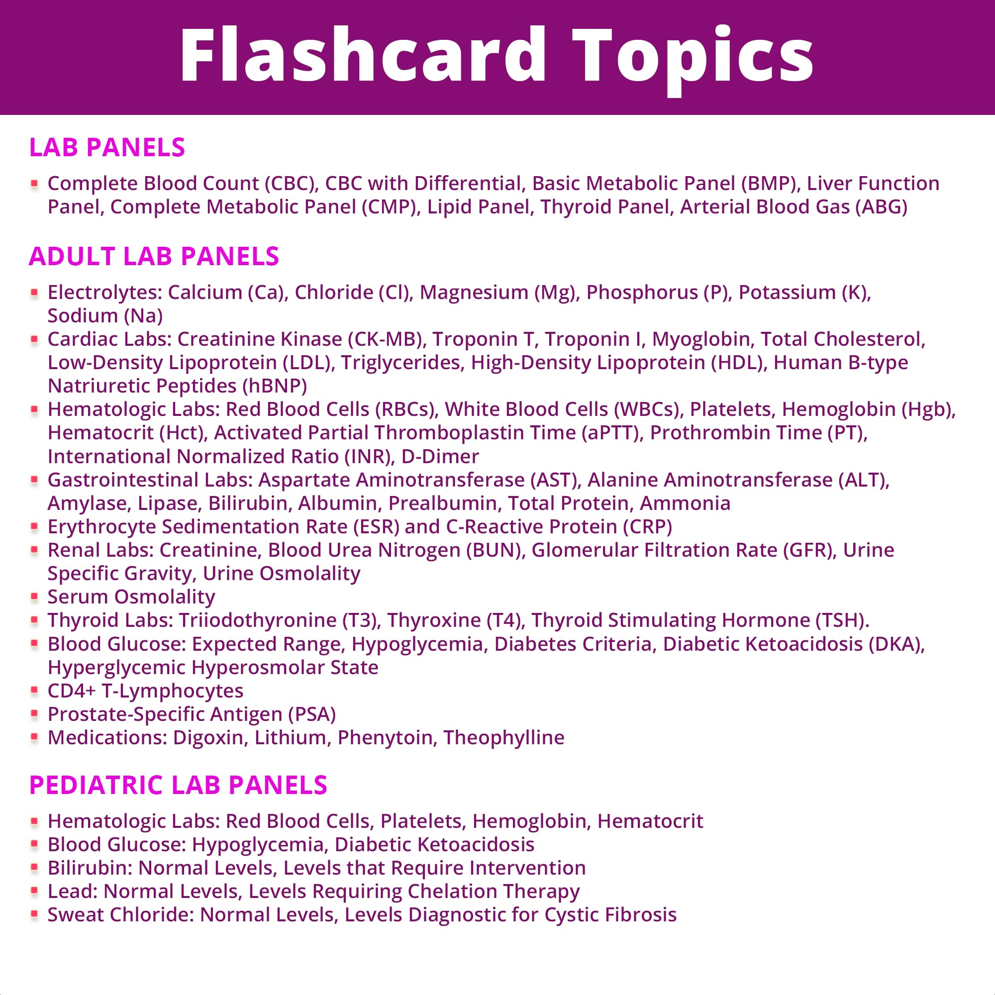 Lab Values & ABG Interpretation Flash Cards – Essential Nursing School Study Guide for 2025 NCLEX, ATI, HESI Exams – 89 LPN RN Review Cards for Clinical Practice & Exam Prep