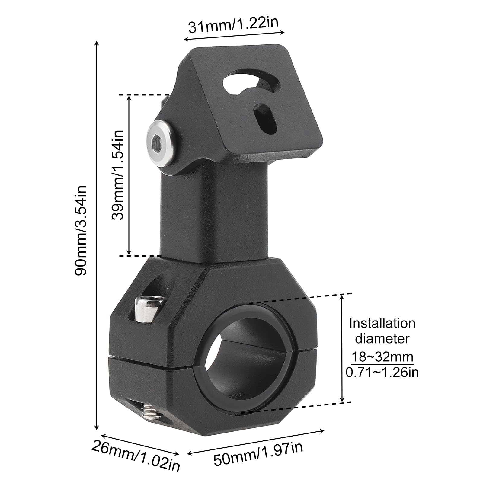 Windance 2-Piece Aluminum Alloy Light Bar Mounting Bracket Kit - 360° Adjustable Clamp for Off-Road LED Fog & Auxiliary Lights - Perfect for Jeep, Truck & ATV Bull Bar Tube Installation