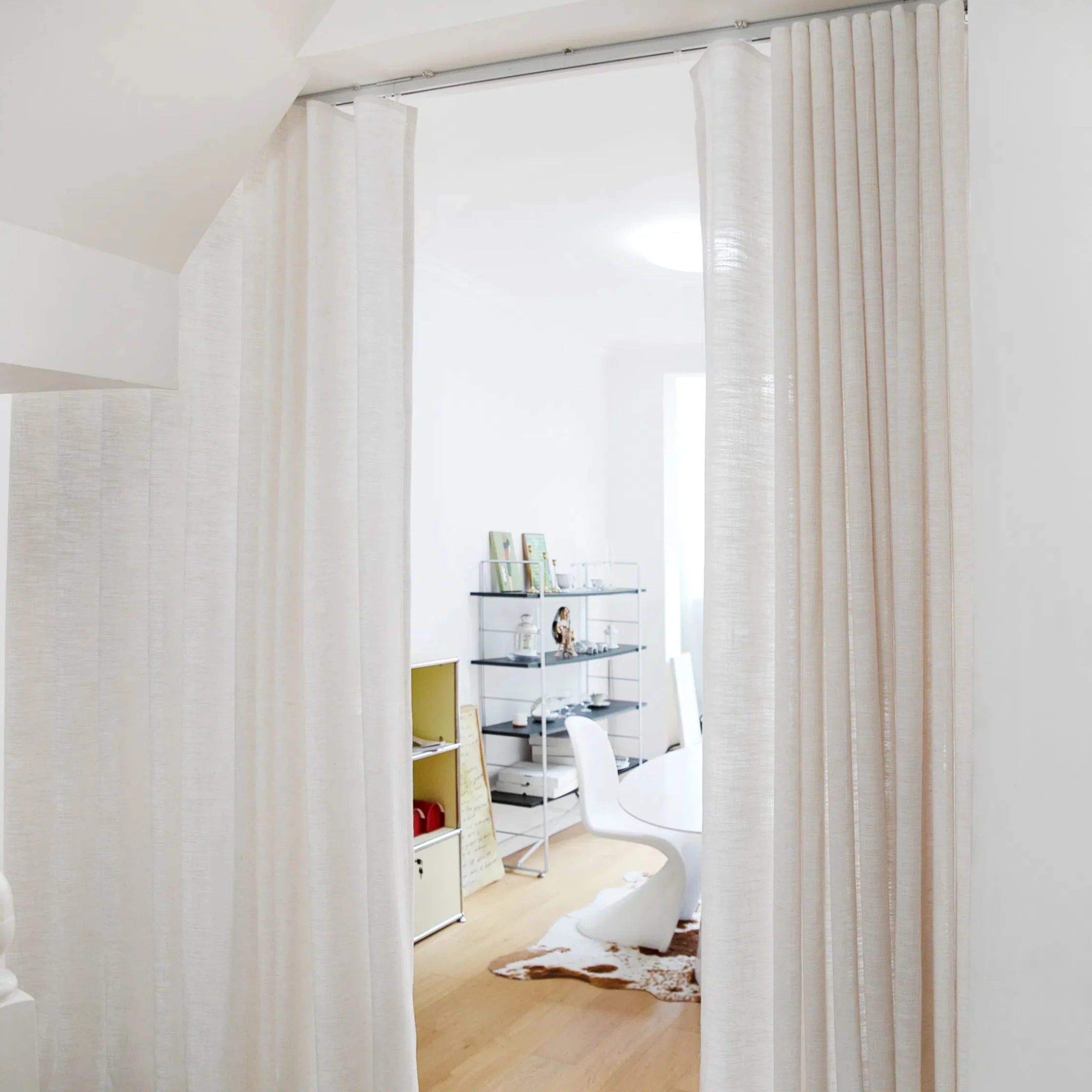 Linen Curtains Unlined Ivory White - Light Filtering Window Drapes for Living Room & Bedroom