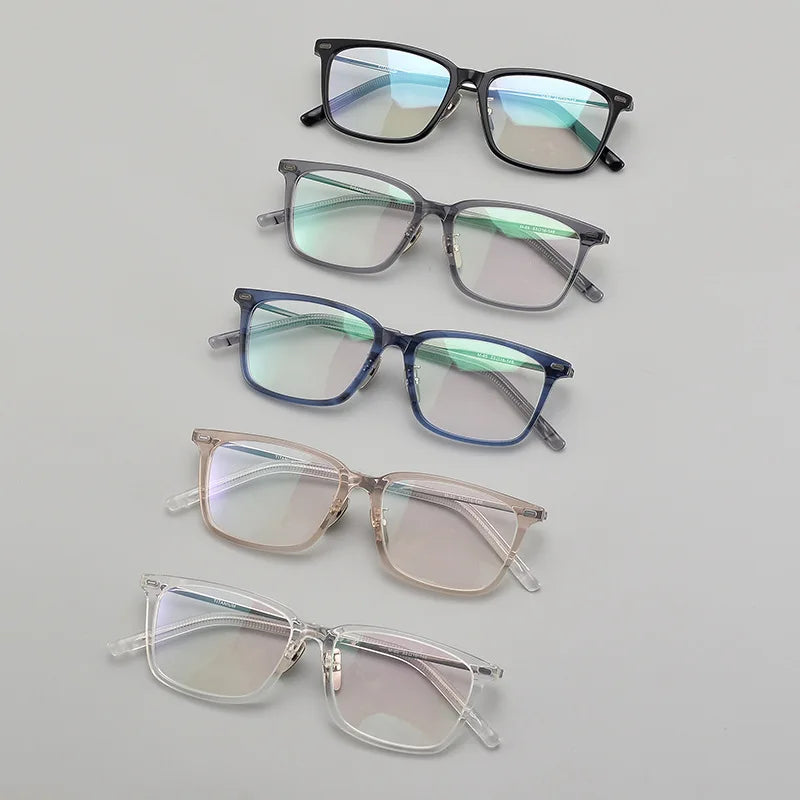 Stylish Unisex Black Acetate & Titanium Square Full Rim Eyeglasses (85mm) - Perfect for Work, Reading & Fashion Accessories