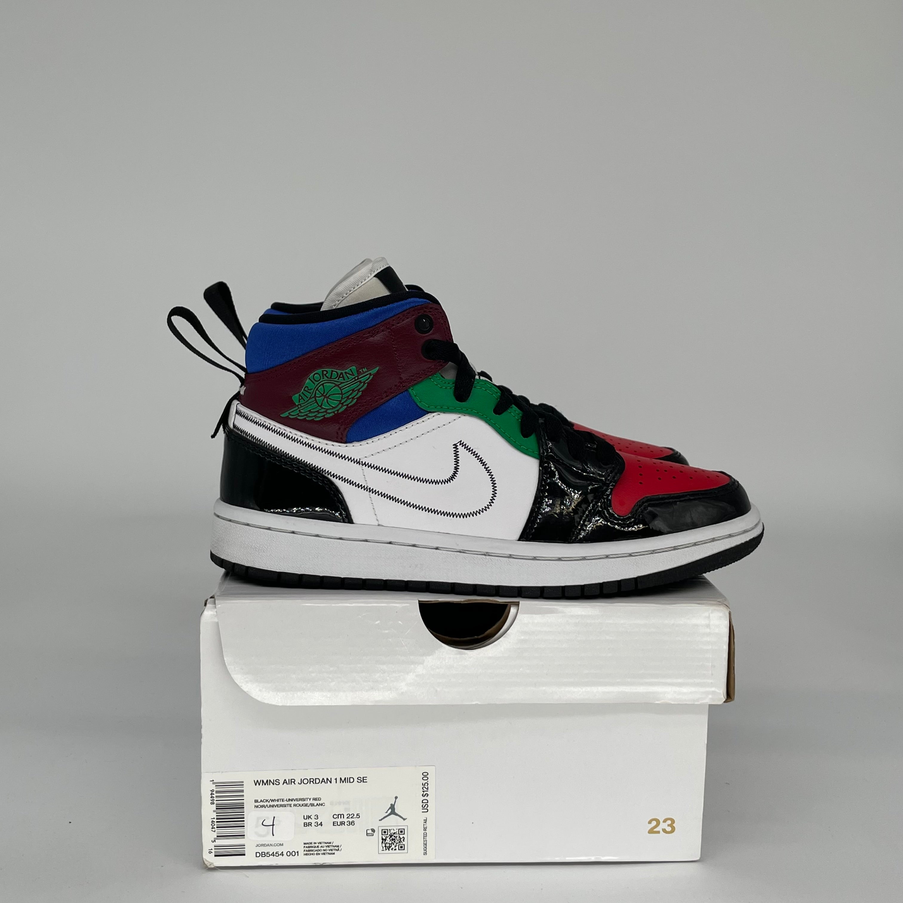 AIR JORDAN 1 MID Sneakers for Women - Black/White/Multi-Color (Size 4/5.5W) - Style DB5454-001 | Basketball Shoes & Casual Streetwear Fashion