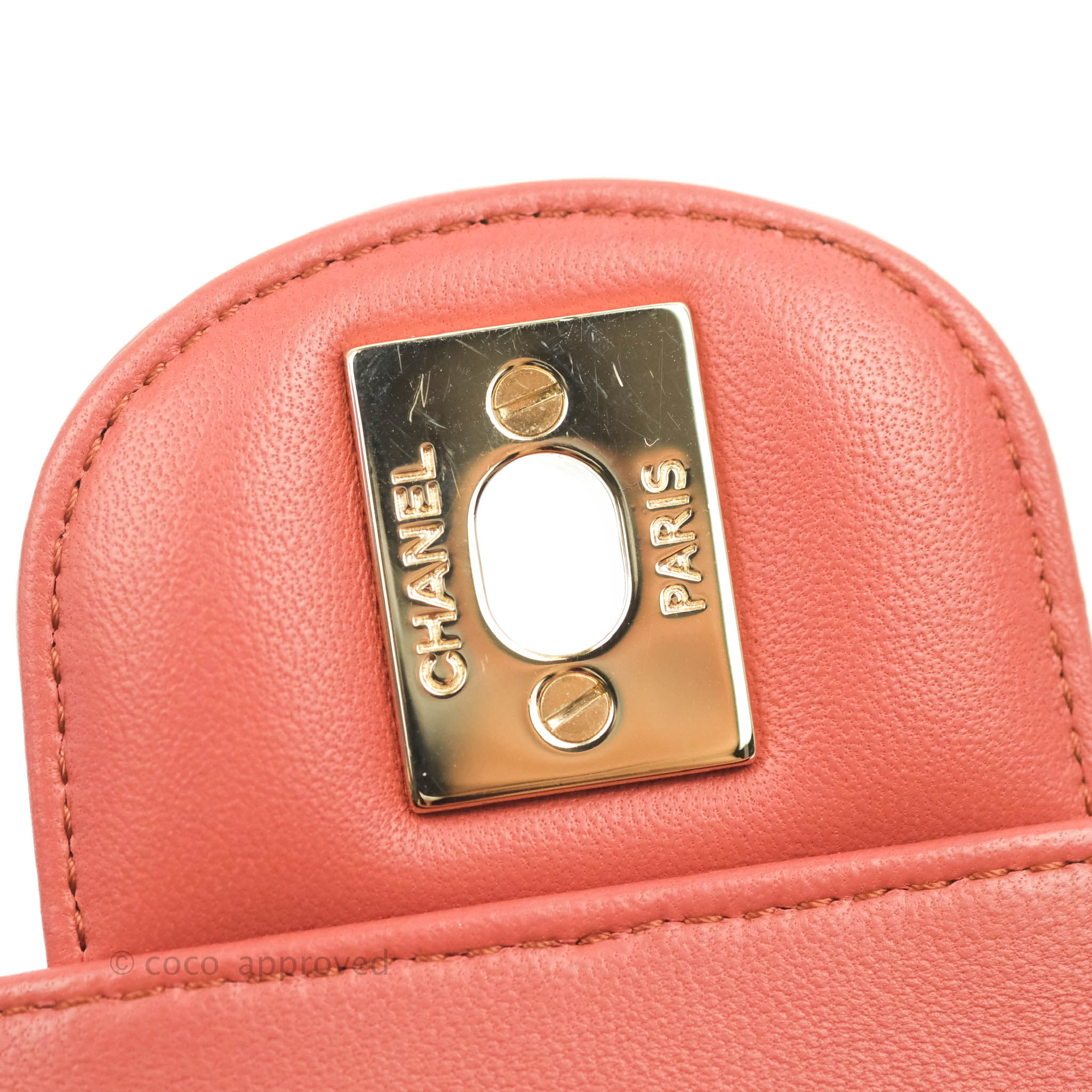 Chanel Chevron Mini Rectangular Flap Bag in Brick Red Lambskin Leather with Aged Gold Hardware - Luxury Crossbody Purse for Women, Perfect for Date Night & Special Occasions