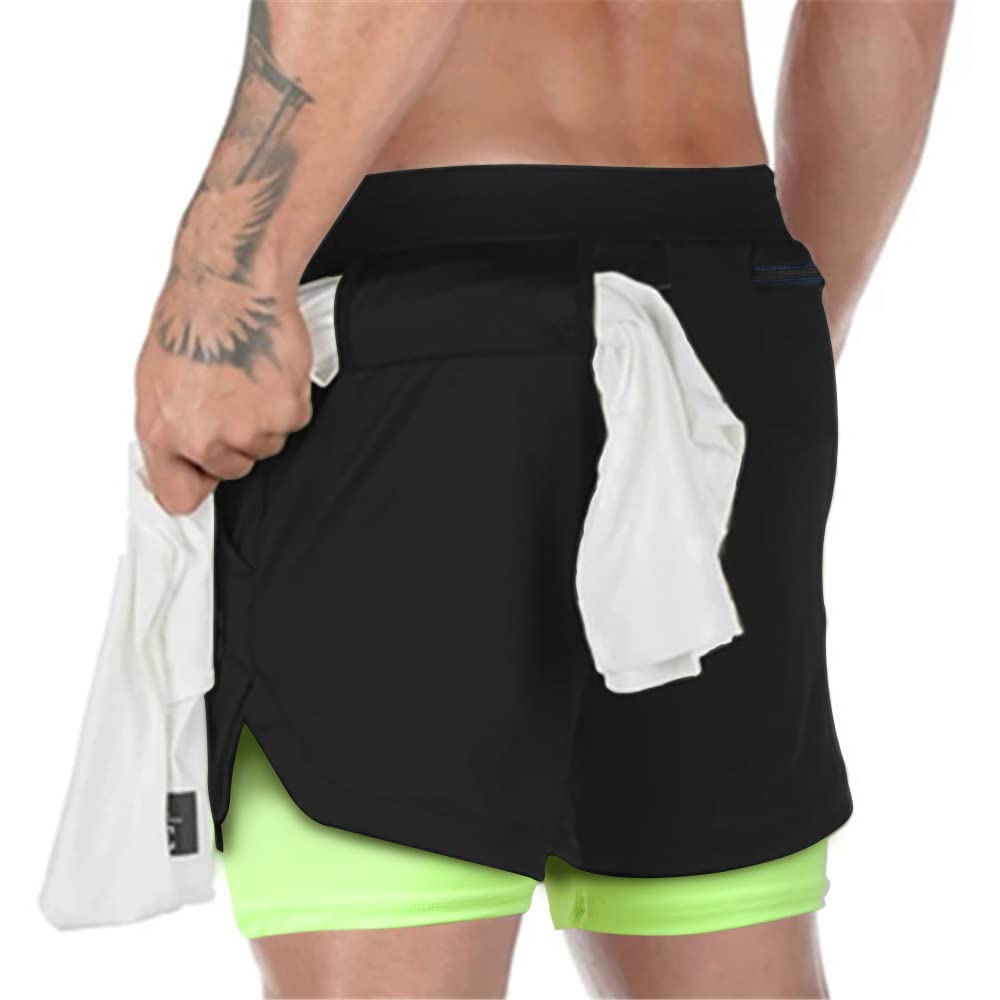 Surenow Men's Running Shorts - 2-in-1 Workout Shorts with Liner for Gym, Yoga & Outdoor Sports | 7-Inch Breathable Athletic Shorts for Running, Training & Active Lifestyle