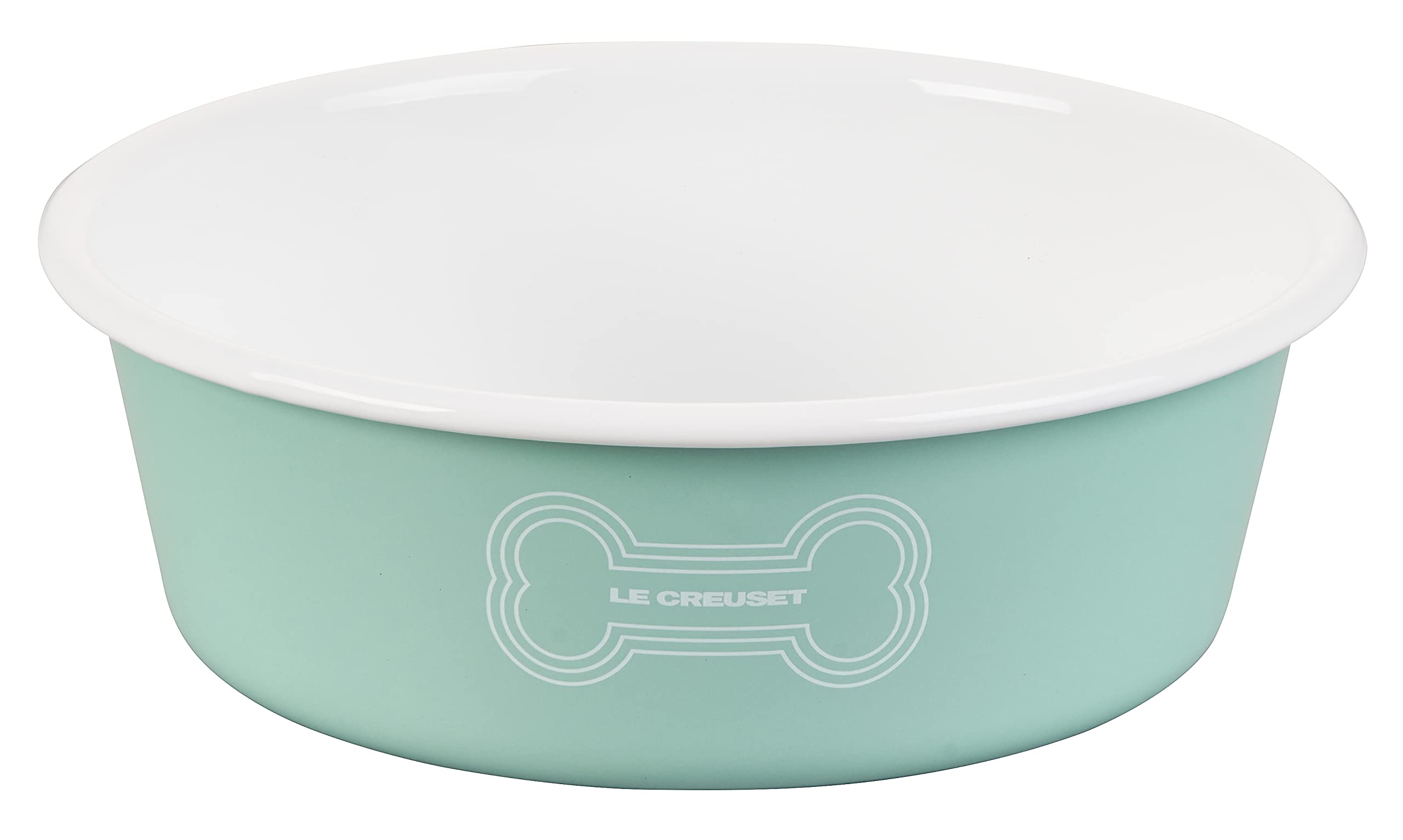 Le Creuset Enamel on Steel Large Dog Bowl - 6 Cups Capacity, Light Green - Durable & Stylish Pet Food Dish for Dogs, Perfect for Indoor & Outdoor Use