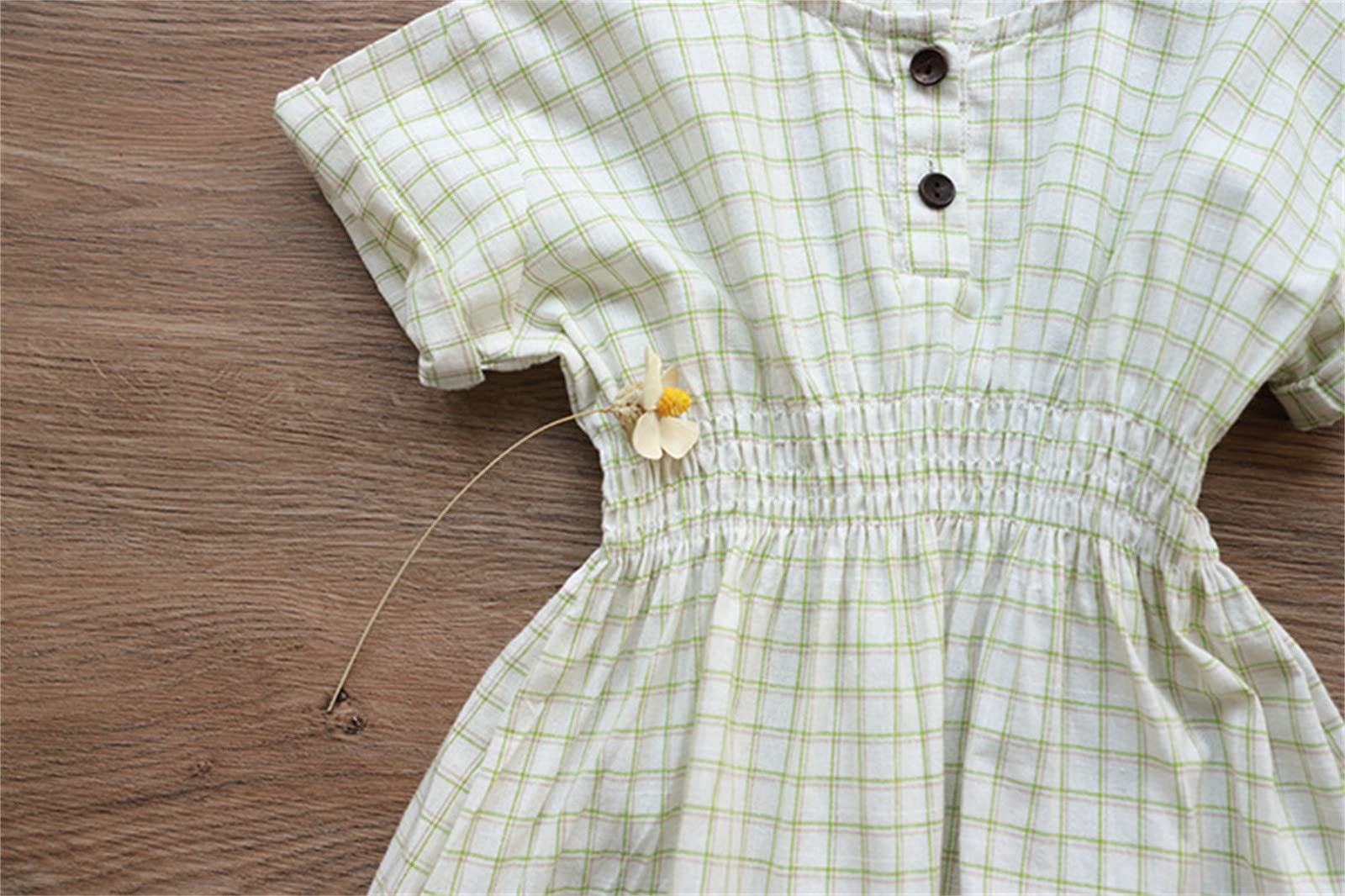 **Baby Girls Cotton Summer Plaid Collar Short Sleeve Princess Dress – Newborn & Infant Outfit for Casual Wear, Parties & Photo Shoots**