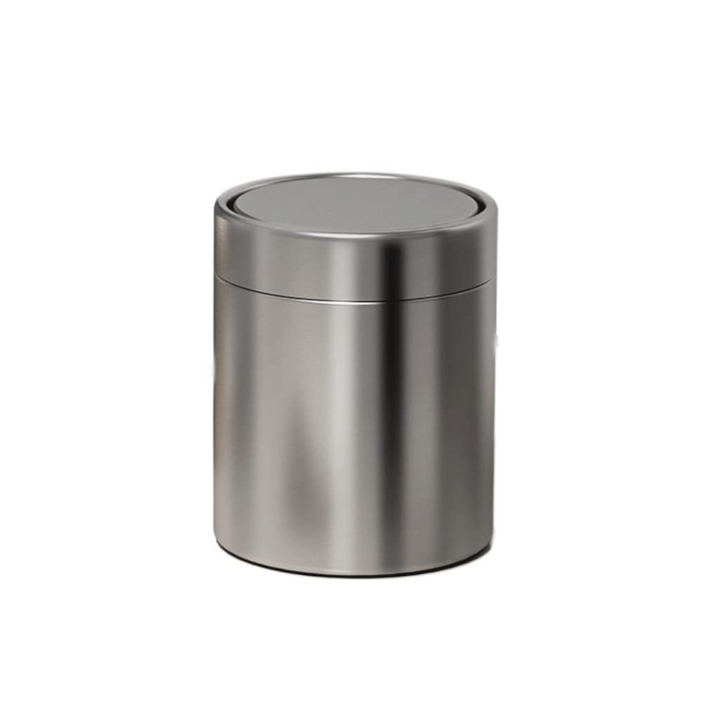 MGUOTP 3.5L Mini Trash Can with 100 Plastic Bags - Small Waste Basket for Office Desk, Kitchen, Bedroom & Bathroom - Silver Metal Garbage Bin for Home & Office Use - Perfect for Daily Waste Disposal & Space Saving