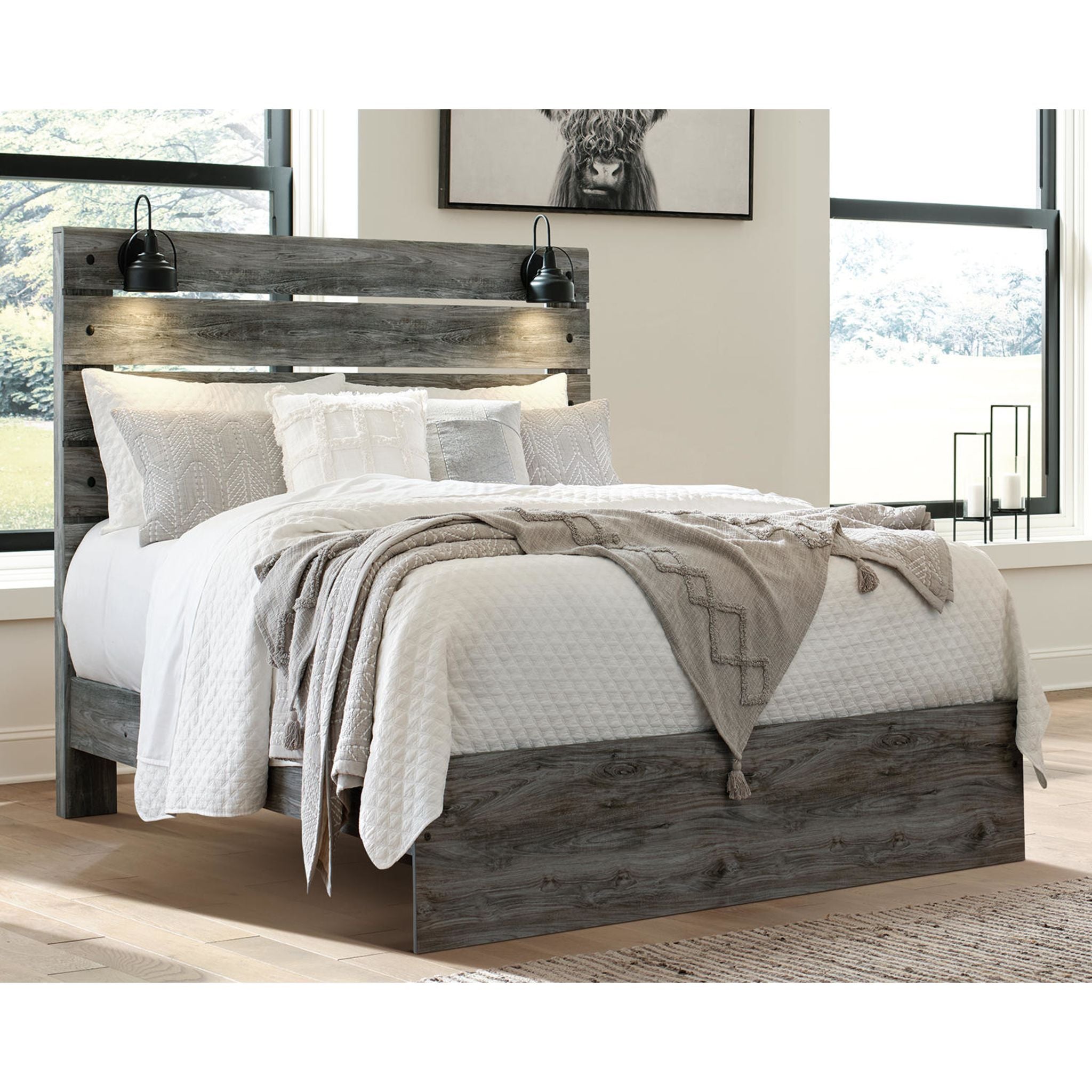 Baystorm 6-Piece Queen Size Bedroom Furniture Set - Modern Gray Panel Bed Frame with Nightstands and Dresser | Perfect for Master Bedrooms, Guest Rooms & Small Spaces