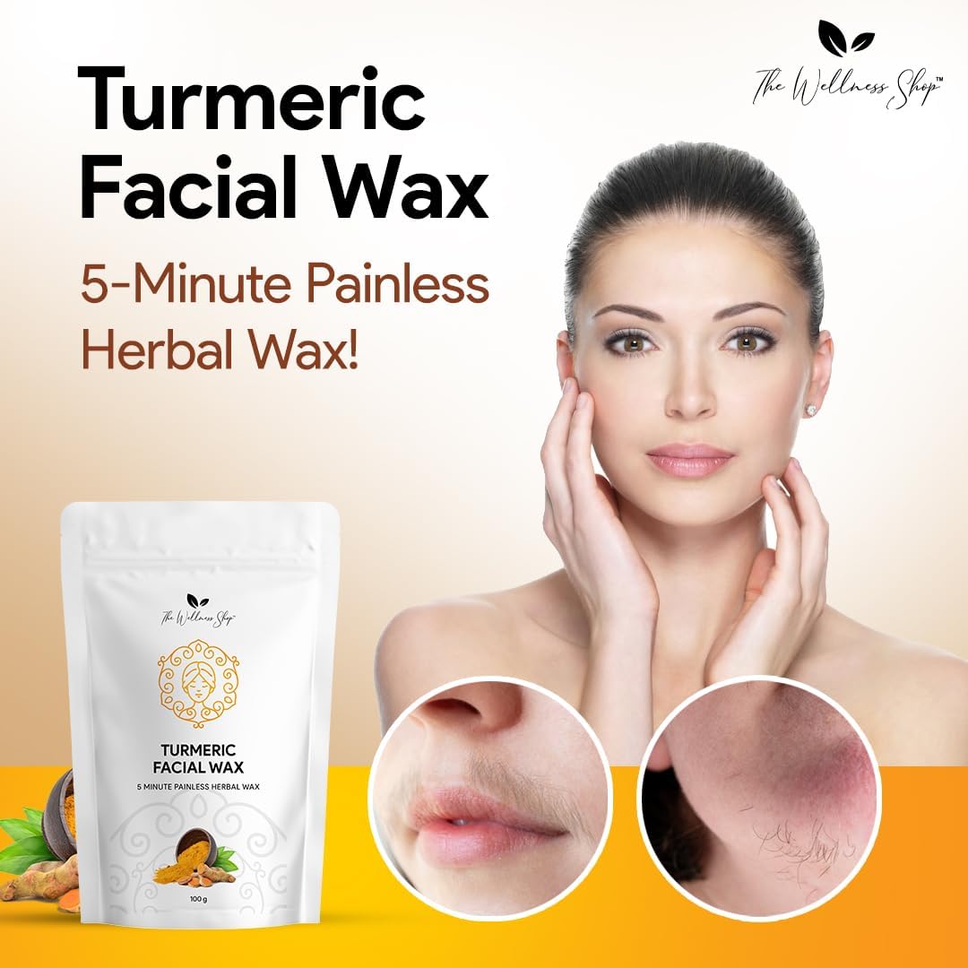 Turmeric Wax Powder for Hair Removal - Painless Facial & Leg Waxing Kit, 100g | Easy At-Home Use for Smooth Skin | Perfect for DIY Spa Days & Quick Hair Removal