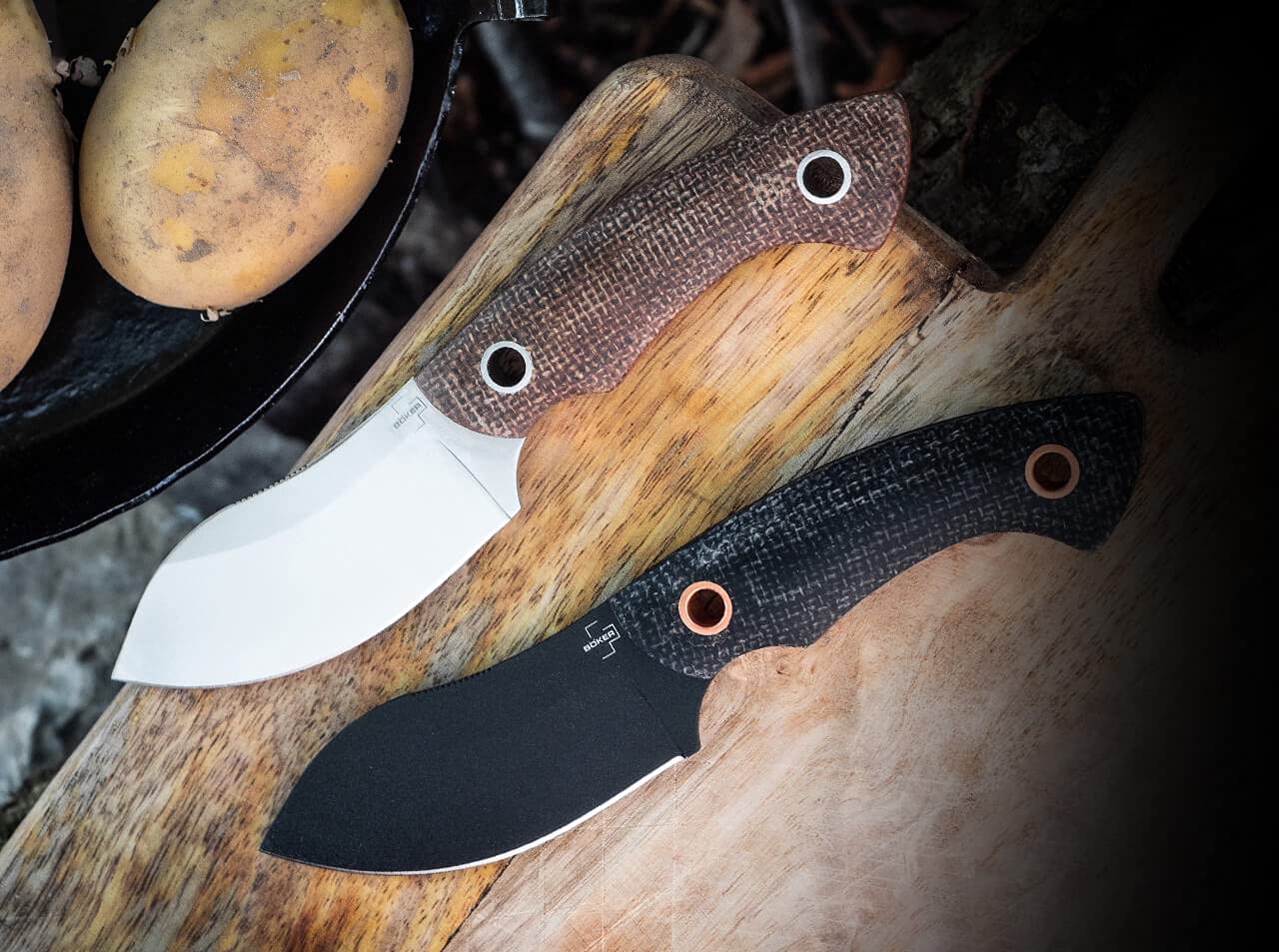BÖKER PLUS Nessmi Pro Black Copper Fixed Blade Knife - Premium D2 Steel Blade with Micarta Handle & Leather Sheath | Hunting, Camping, Outdoor Survival Gear | Designed by Jesper Voxnaes