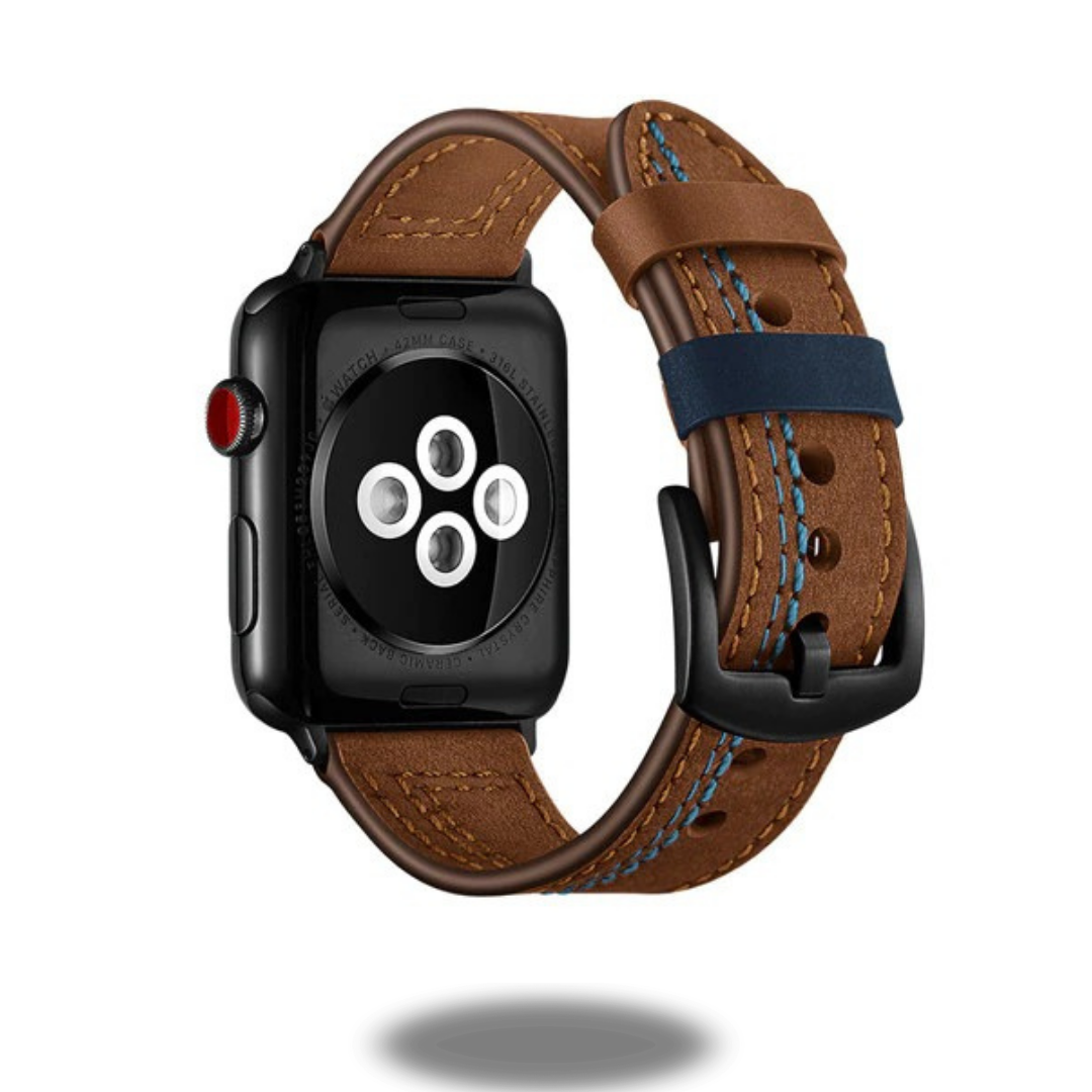 Premium Genuine Leather Apple Watch Band - Comfortable & Durable Replacement Strap for Apple Watch Series 9/8/7/SE/6/5/4/3 - Perfect for Workouts, Office & Everyday Fashion Accessory