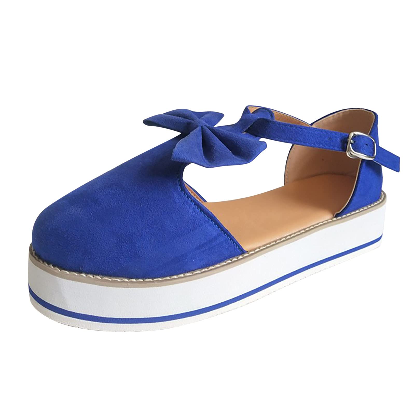 HLYSGO Women's Flat Fashion Sandals - Anti-Slip Closed Toe Summer Slides & Loafers with Bow - Comfortable Walking Shoes for Beach, Vacation and Casual Outfits