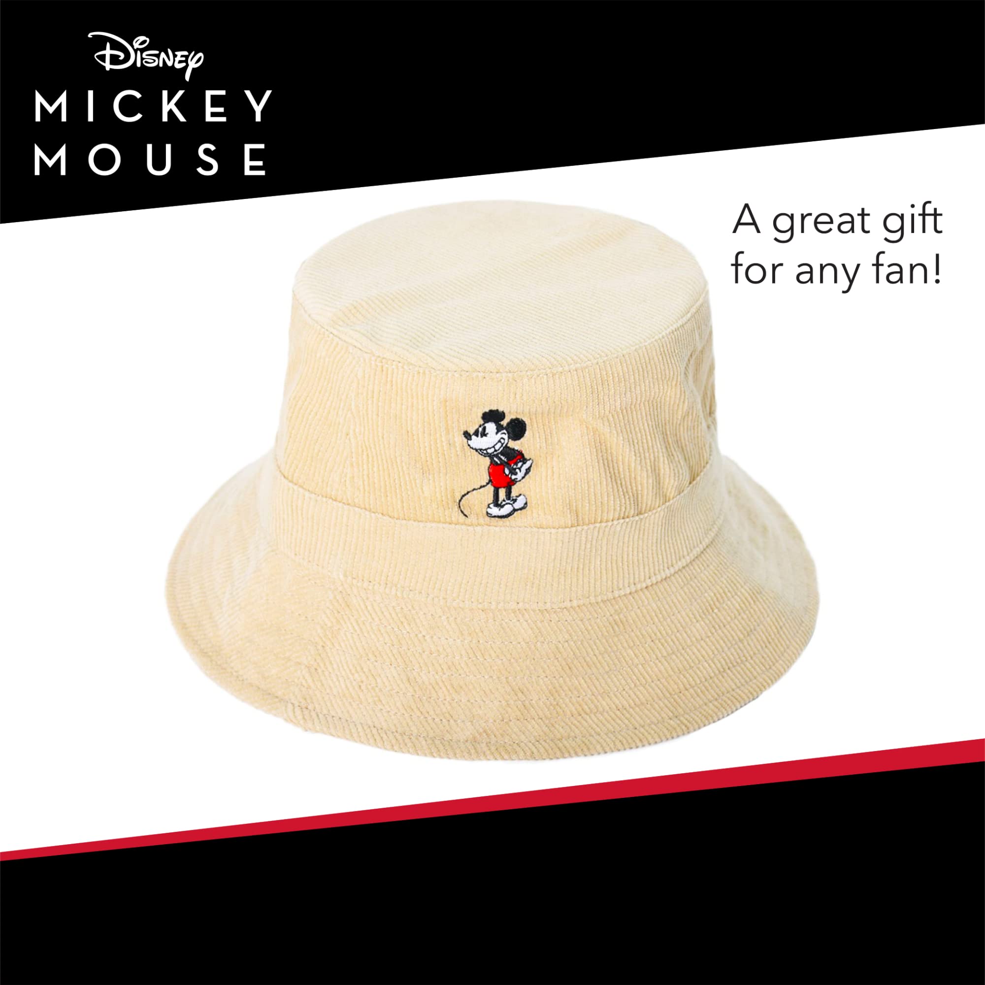 Disney Mickey Mouse Bucket Hat for Women & Men - Foldable Packable Sun Hat for Travel, Beach, Outdoor Activities - UV Protection Summer Hat