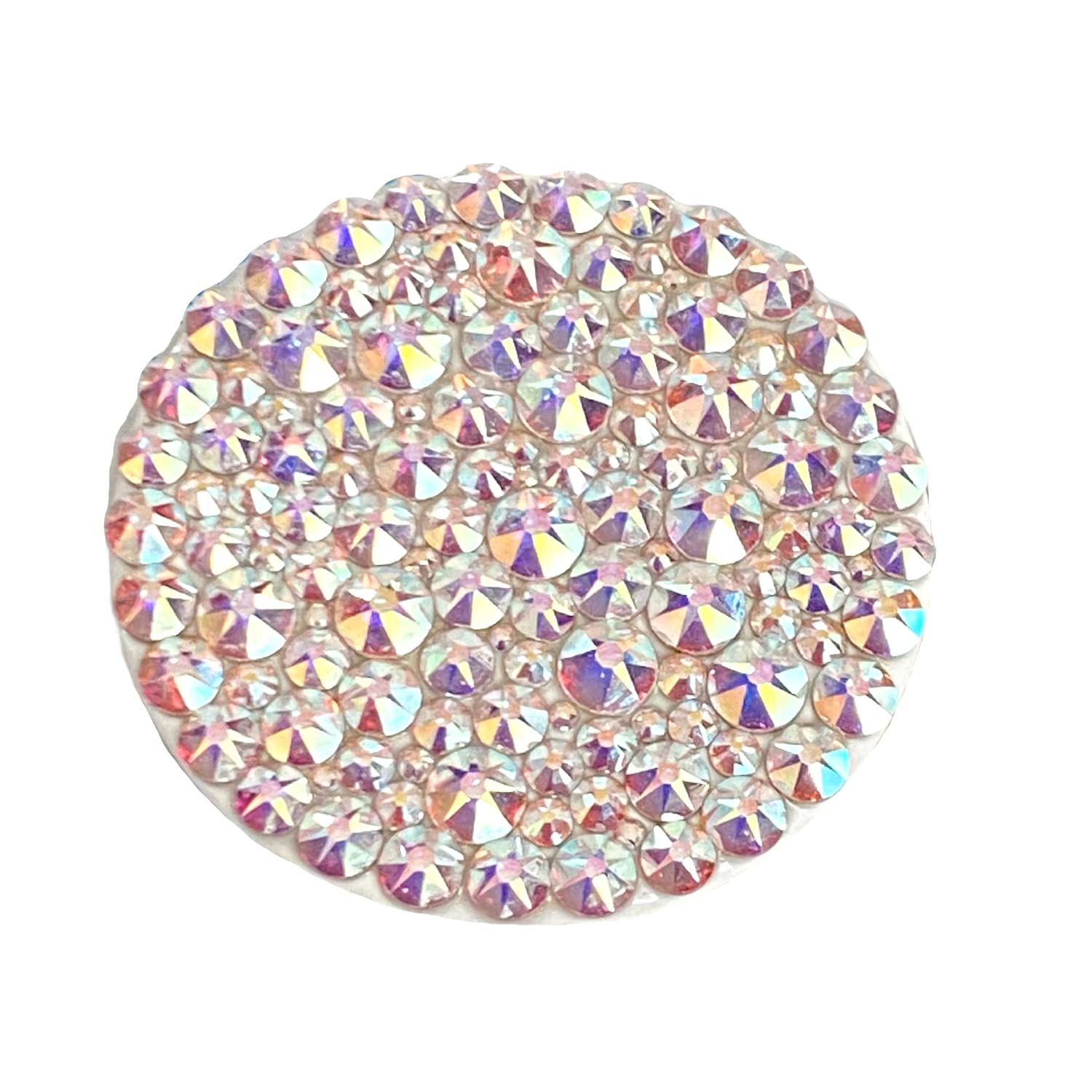 Sparkling White Pop-Up Phone Grip & Stand with Authentic Austrian Crystals - Multi-Sized Crystal AB Design for iPhone Samsung Galaxy - Perfect for Selfies, Videos & Hands-Free Viewing