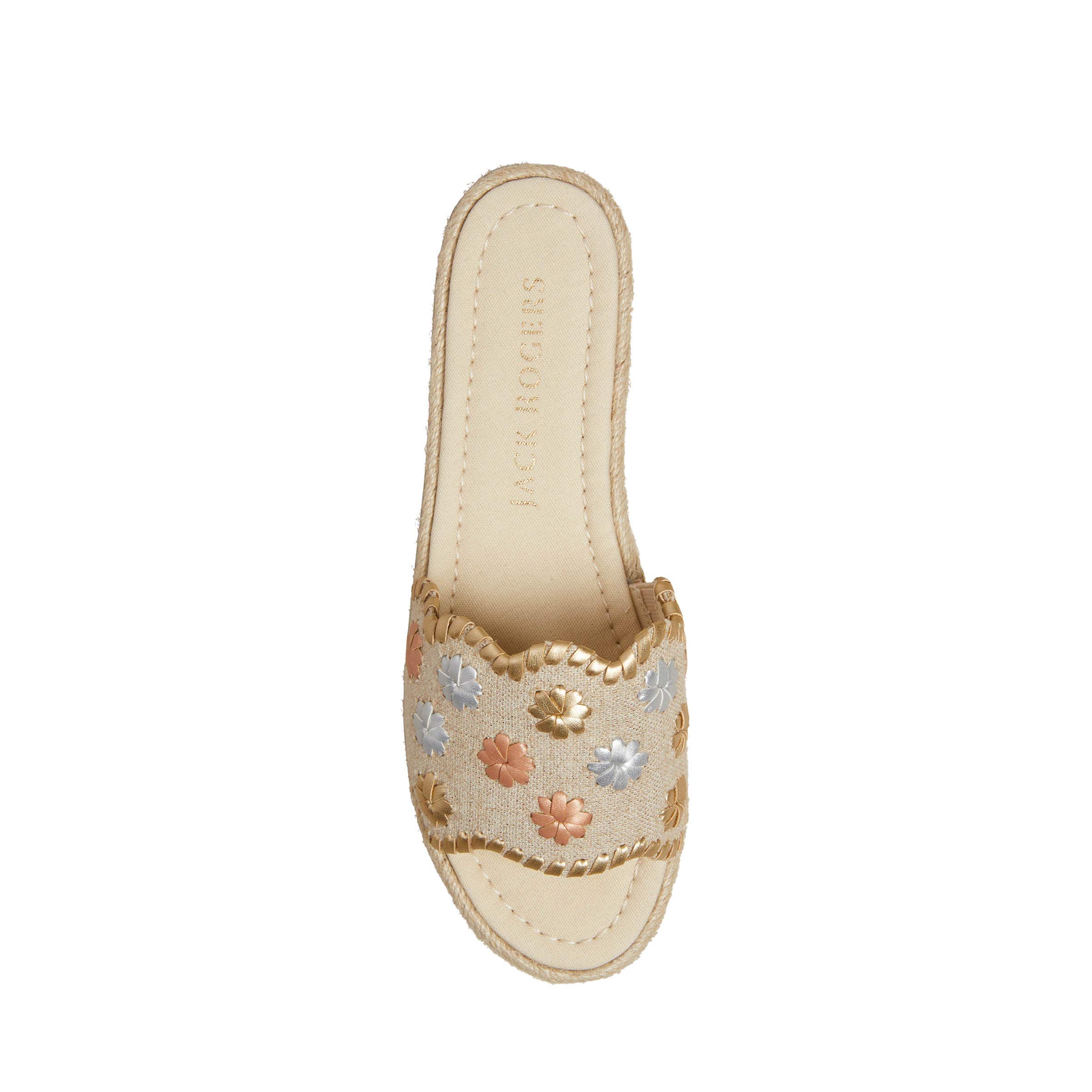 Jack Rogers Women's Palmer Slide Espadrille Sandals - Ecru/Metallic - Size 6 | Comfortable Summer Casual Shoes for Beach, Vacation & Everyday Wear