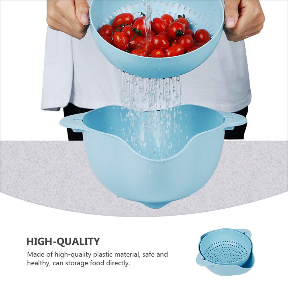 Blue Silicone Colander Strainer Bowl - Swivel Drainer for Washing Veggies, Pasta, and Fruits | Durable Plastic Kitchen Strainer for Noodles, Salad, and Fresh Produce | Perfect for Cooking, Meal Prep, and Healthy Eating