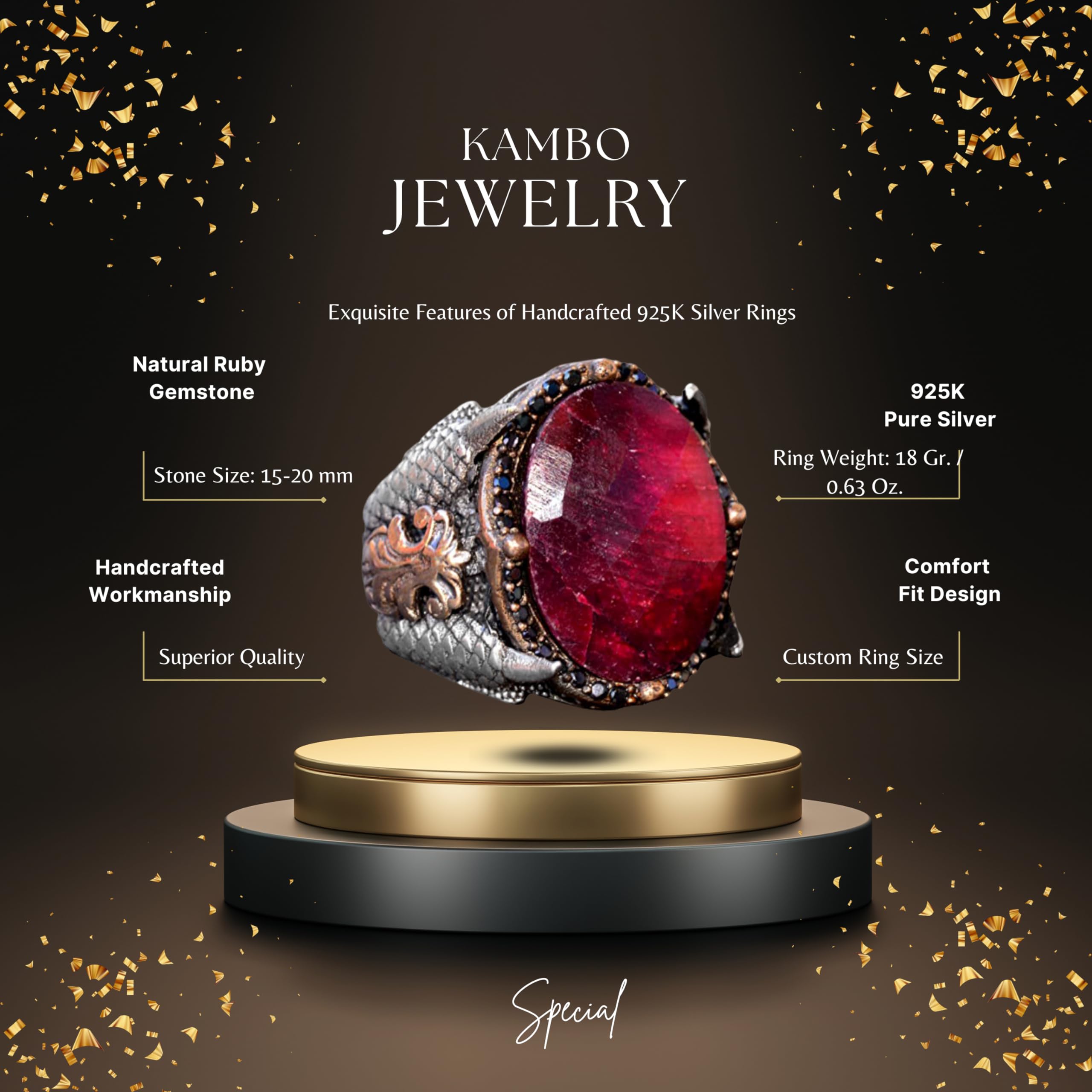 16.80 Carat Genuine Ruby Natural Gemstone Claw Ring for Women - Perfect for Engagement, Anniversary & Special Occasion Jewelry Gifts