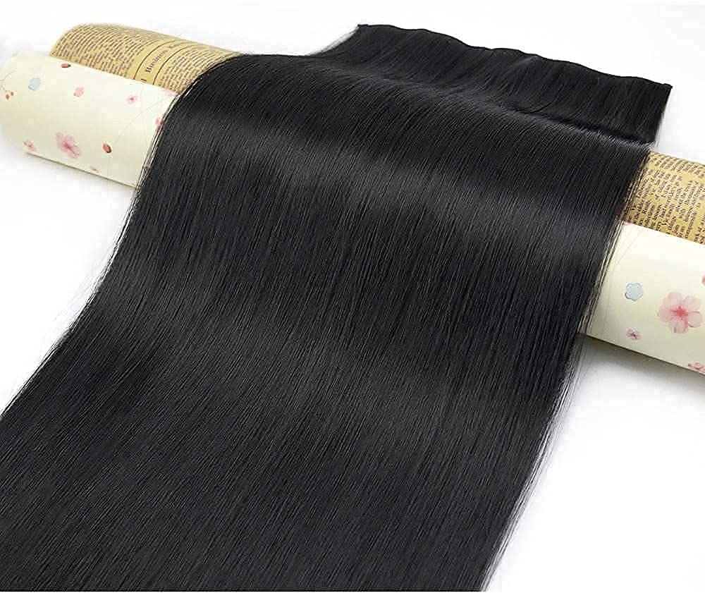 Verbier Wavy/Curly Long Natural Hair Extensions for Women - 5 Clip-In Human Hair Extensions (Black) | Perfect for Daily Wear, Parties & Special Occasions