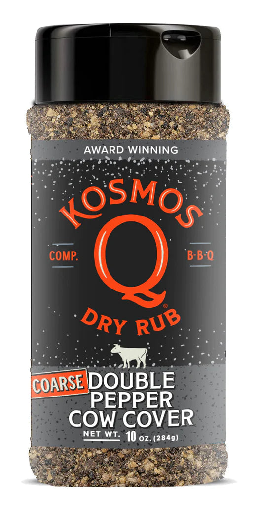 Premium Kosmos Q Double Pepper Coarse Cow Cover Rub - All-Natural BBQ Meat Seasoning for Grilling, Smoking & Roasting - Perfect for Beef, Steak & Brisket