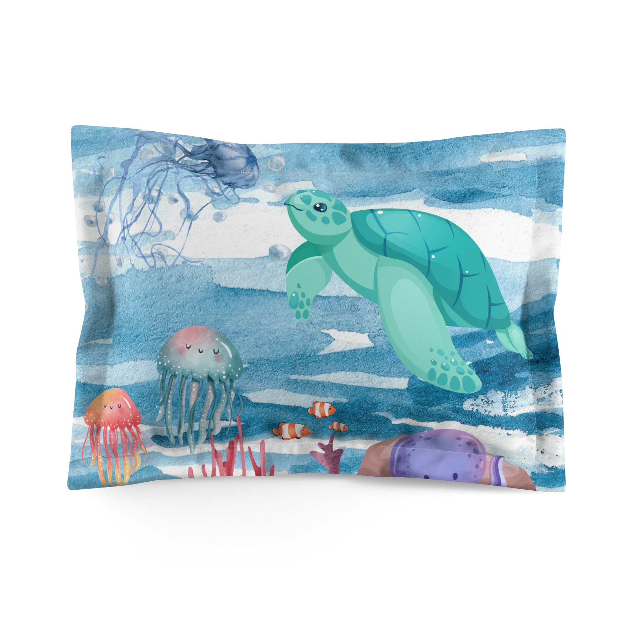 Ocean Life Pillow Sham for Kids - Soft Sea Animal Design Bedding for Boys & Girls - Perfect for Nursery, Bedroom Decor & Themed Sleepovers