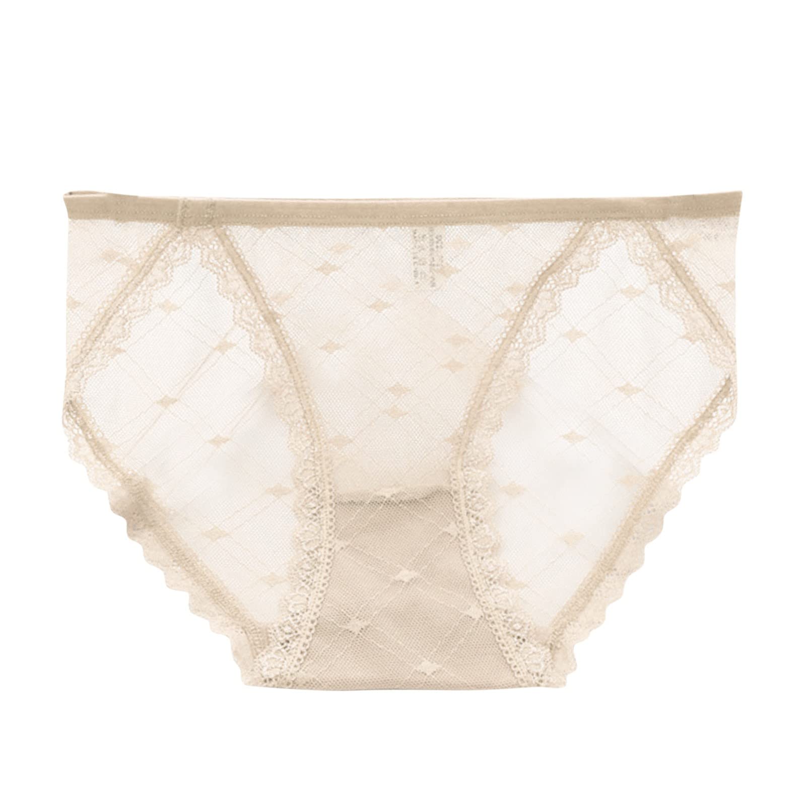 Seamless Sheer Panties for Women - Lace Trim Sexy Briefs with Cotton Crotch, Plus Size Black Underwear | Perfect for Date Night & Special Occasions