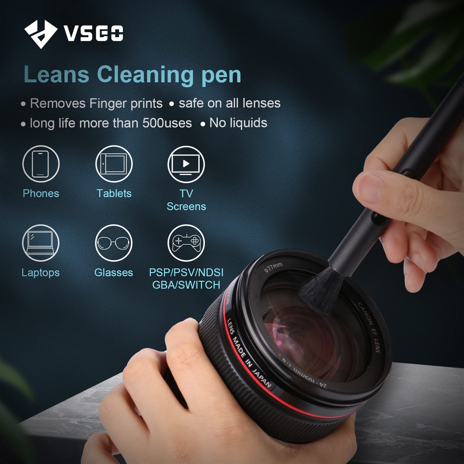 VSGO VS-A3E Professional Camera Cleaning Kit - Portable Bag, Air Blower, Lens Cleaning Pen, Spray, Cotton Swabs & Microfiber Cloth with V-B03E Outdoor Air Blower | Perfect for DSLR, Mirrorless & Action Camera Maintenance
