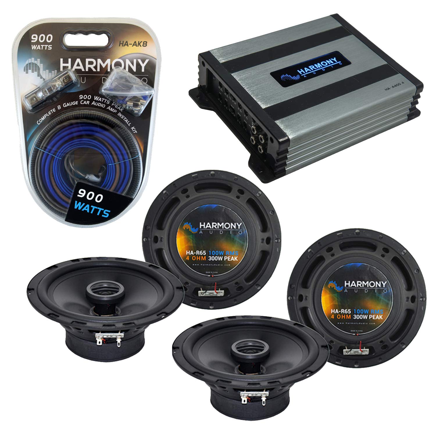 Harmony Audio HA-A400.4 Amplifier Bundle with (2) HA-R65 Speakers - Direct Replacement for Audi TT 2000-2015 Factory Speakers | Premium Car Audio Upgrade for Enhanced Sound Quality