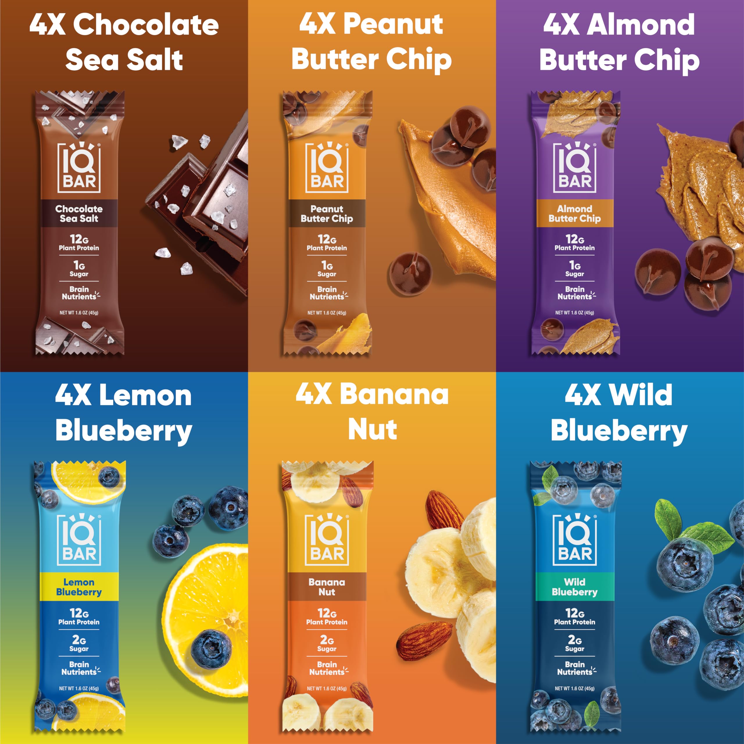 IQBAR Vegan Protein Bars - Low Carb, Gluten Free, High Fiber - Chocolate & Fruit Variety for Workout & Travel Snacks