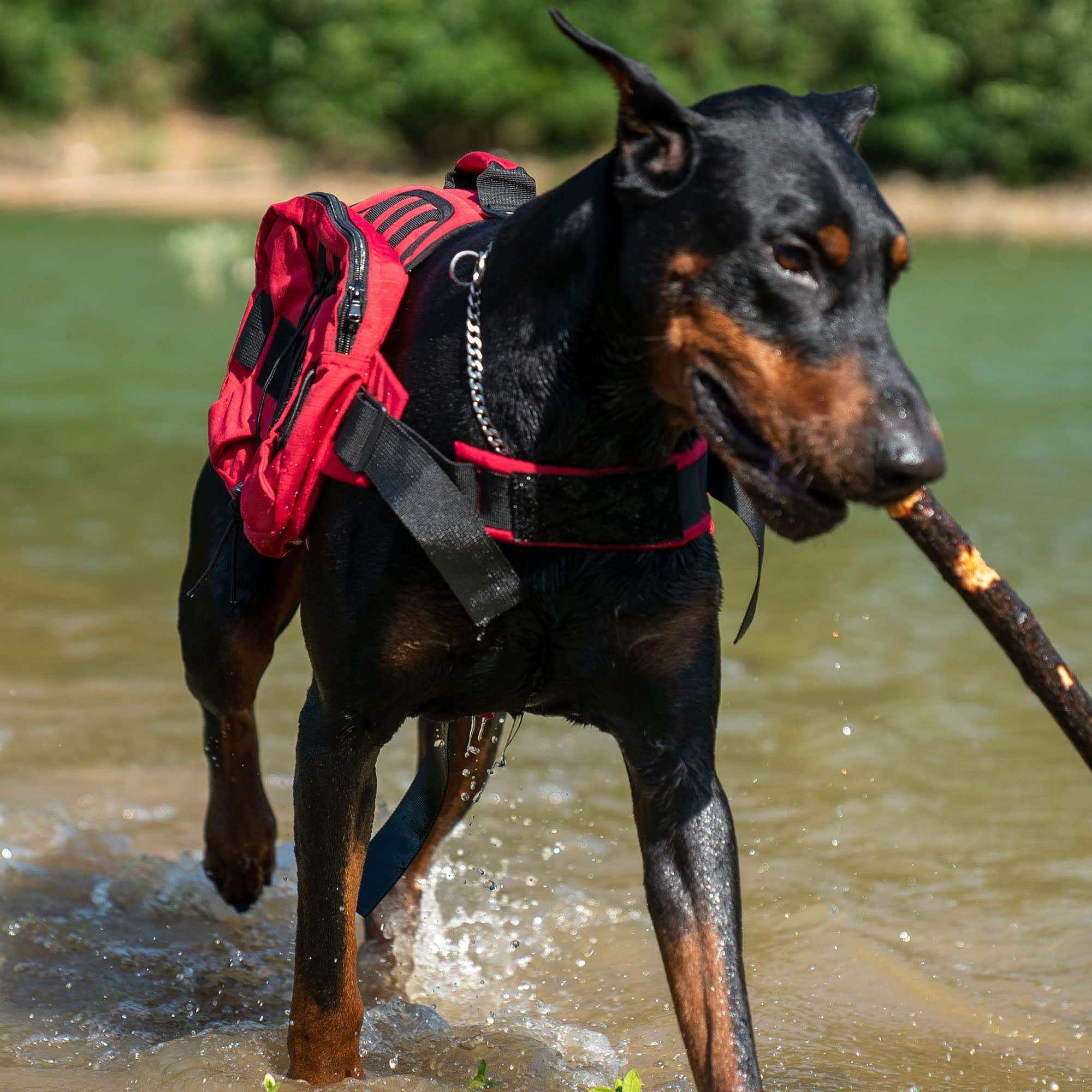 Large Dog Backpack - Adjustable Tactical Hound Saddle Bag with Side Pockets for Small Medium & Large Dogs | Perfect for Hiking, Travel, Camping & Training | Durable Outdoor Gear for Active Pets (Red)