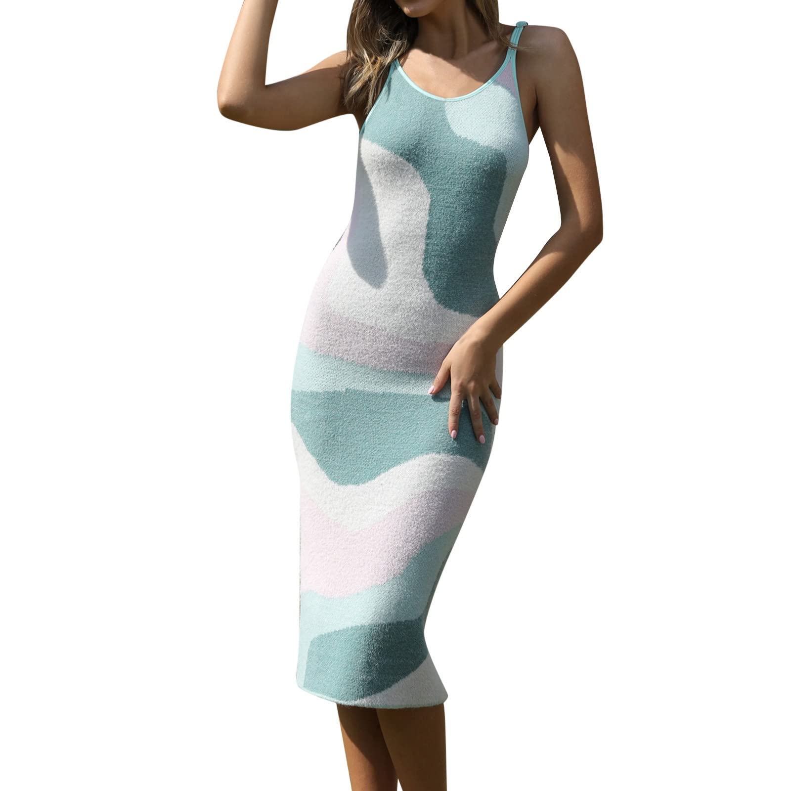 Women's Cotton Long Summer Dress - Sexy Halter Bikini Cover-Up, Loose Knitted Blouse with Strap | Perfect for Beach Vacation, Pool Party & Casual Outings