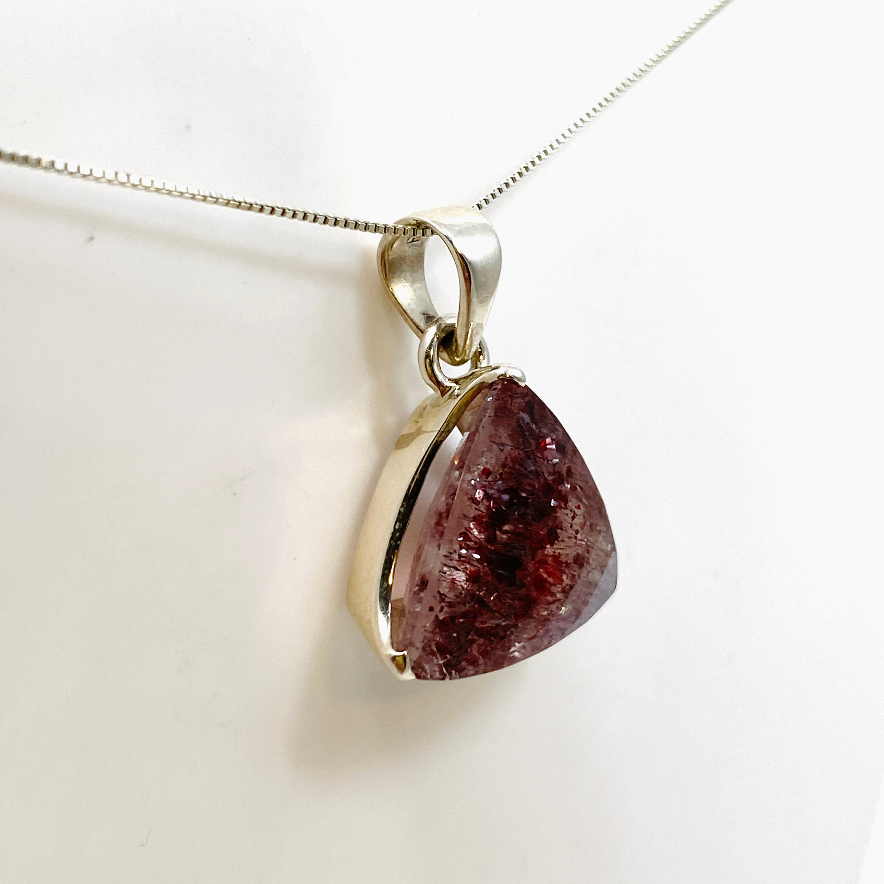 Lepidicrocite in Quartz Faceted Triangular Pendant Necklace - Natural Crystal Jewelry for Healing & Energy Work - Perfect for Meditation, Reiki & Spiritual Gifts
