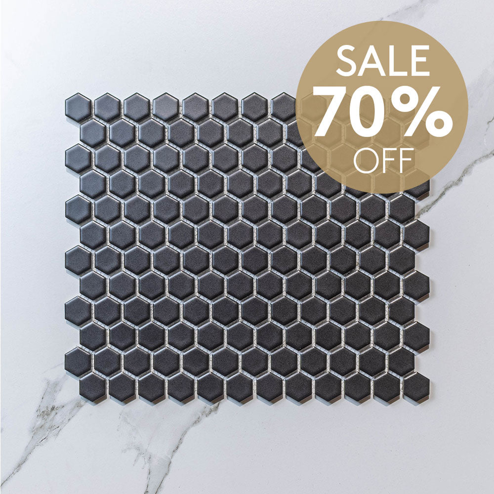 Hive S Black 23x26 Hexagon Mosaic Tile - Matte Finish (Per Sheet) - Perfect for Kitchen Backsplash, Bathroom Walls & Modern Interior Design