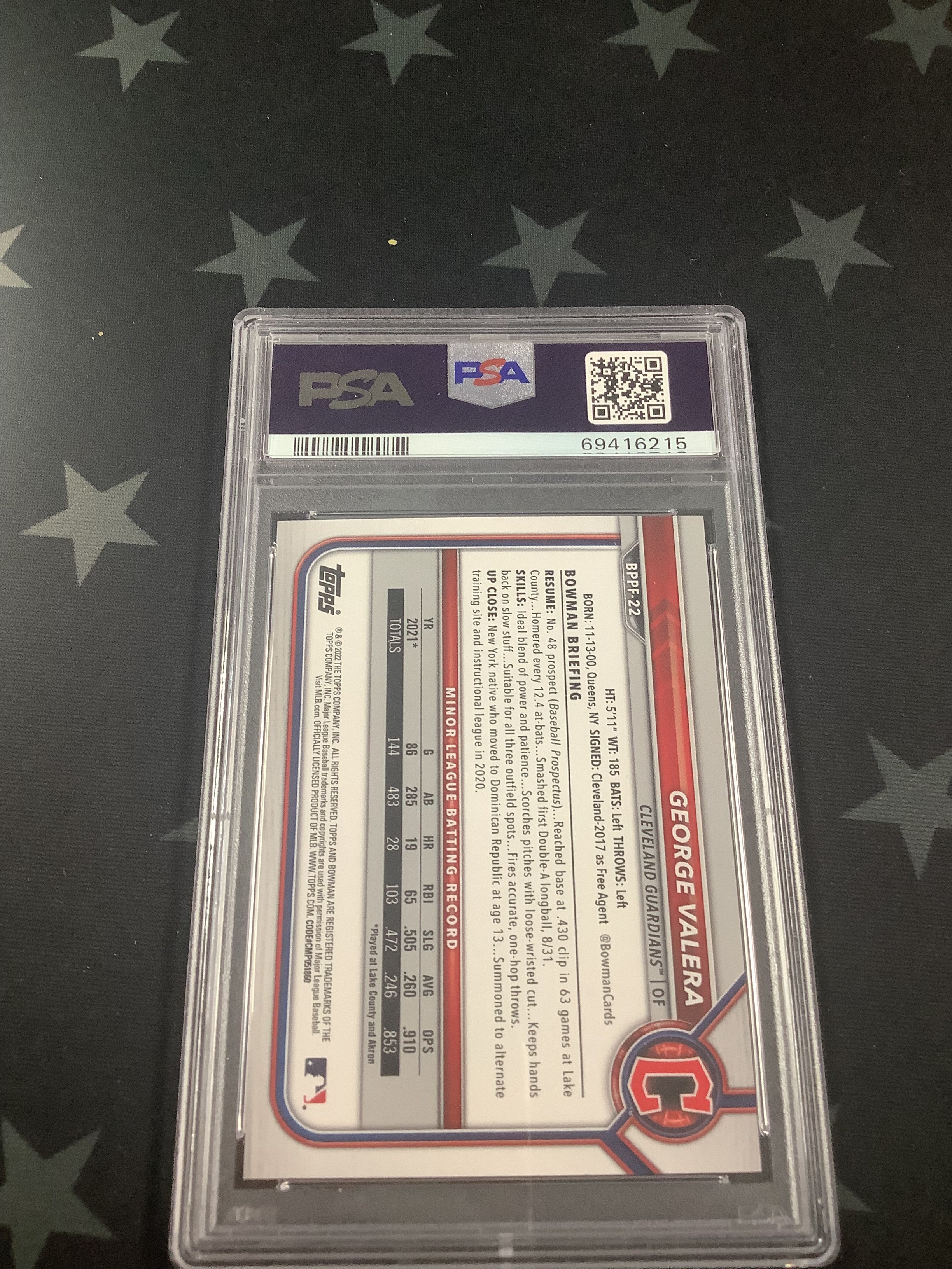 2022 Bowman 1st Edition George Valera Baseball Card PSA 9 Mint - Perfect for Collectors, Investors & Sports Memorabilia Enthusiasts